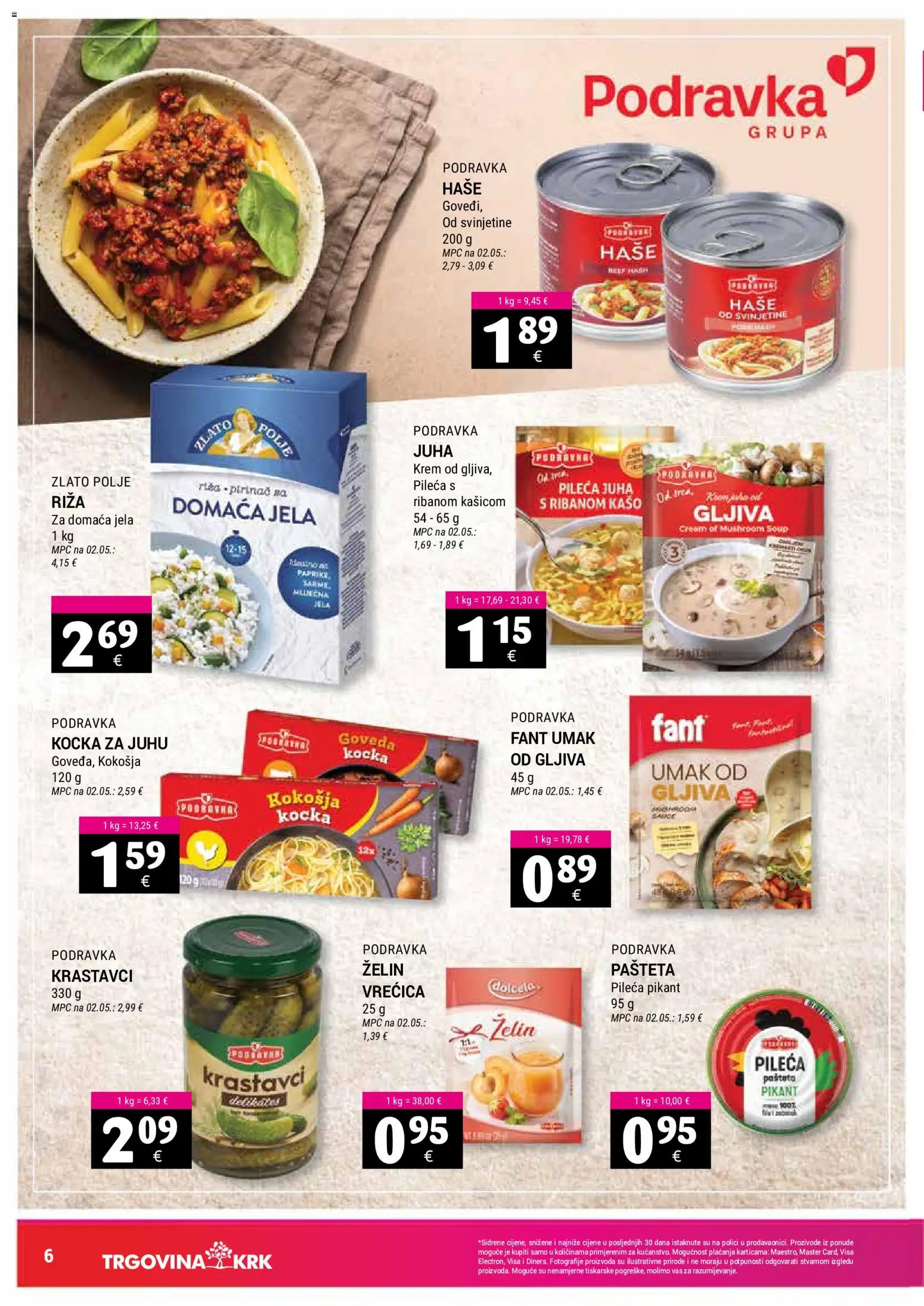 Trgovina Krk katalog | vrijedi od 02.05.2026 | Stranica: 6 | Proizvodi: Podravka, Krastavci, Umak, Kocka za juhu