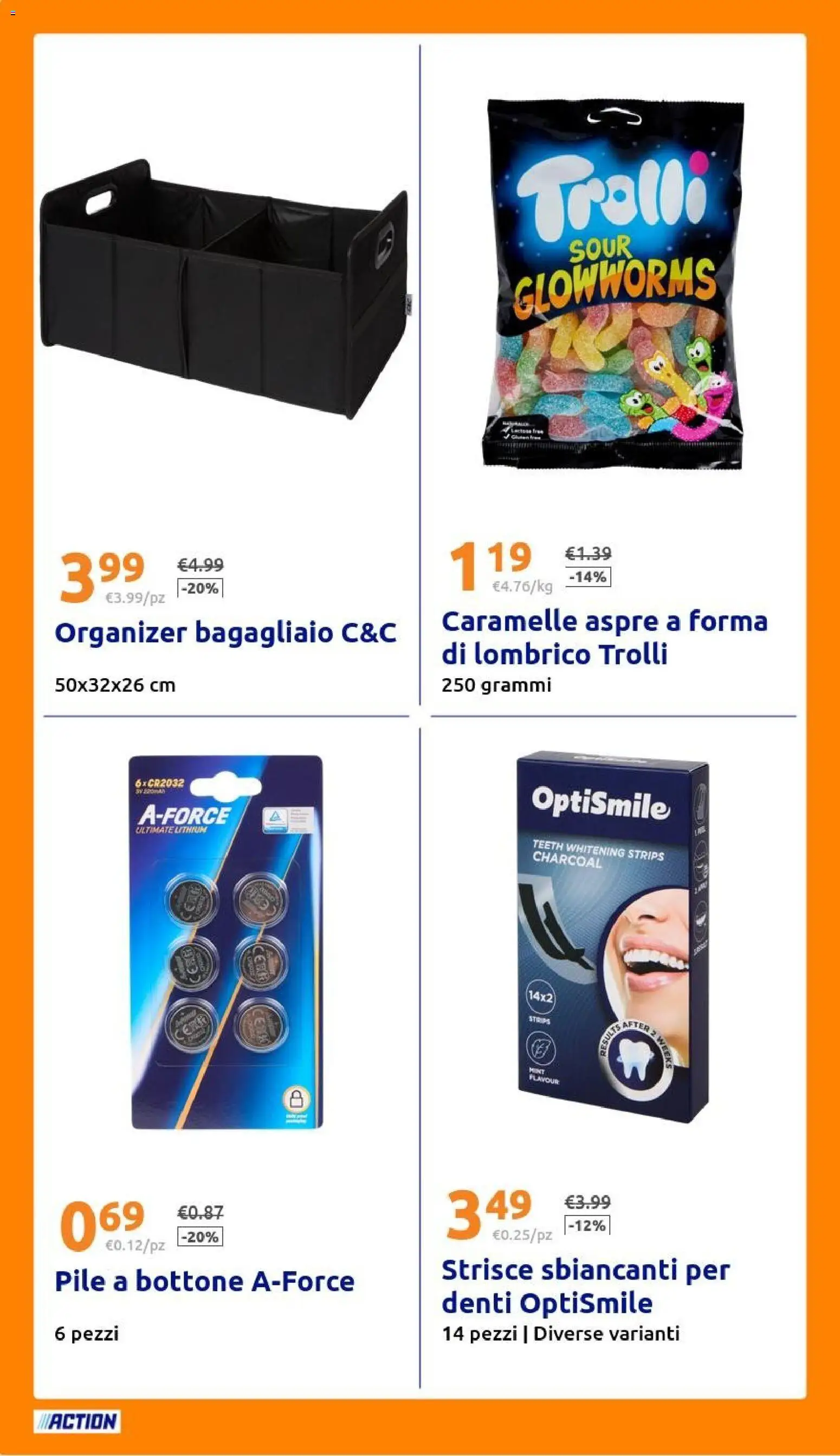 Volantino Action del 07/10/2026 | Pagina: 24 | Prodotti: Pile, Strisce, Caramelle