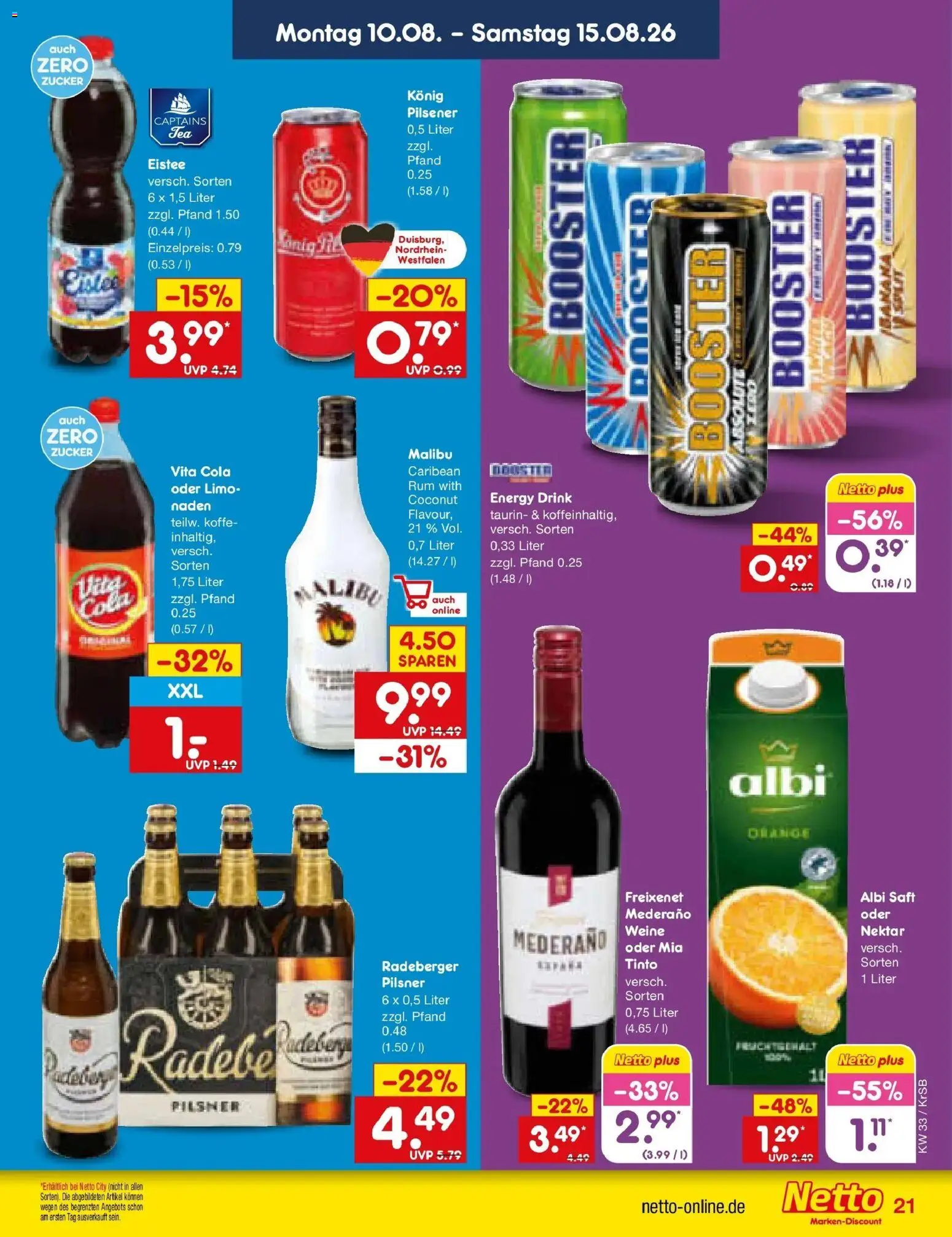 Netto Marken-Discount Prospekt Jüchen (ab 10.08.2026) » Angebote | Seite: 29 | Produkte: Cola, Energy, Freixenet, Rum