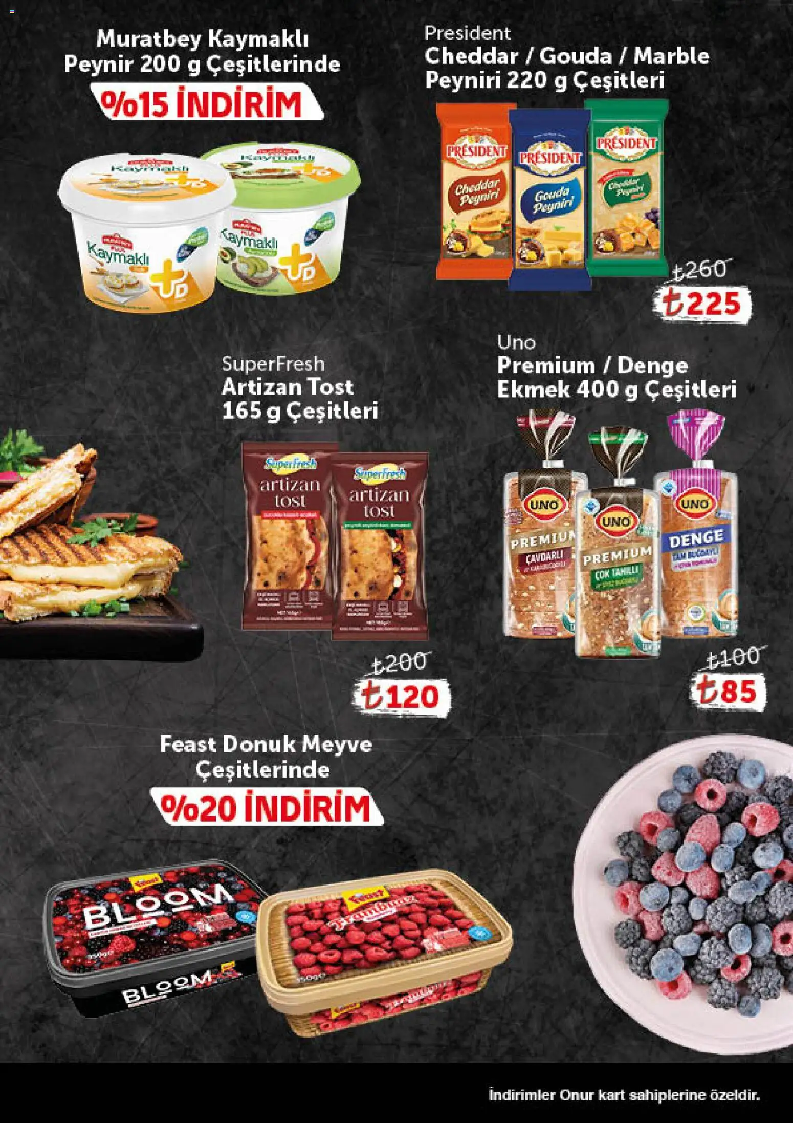 Onur Market - Katalog Gurme - 13 Ekim 2026 tarihinden itibaren geçerlidir | Sayfa: 5 | Ürünler: Cheddar, Peynir, Ekmek, Meyve