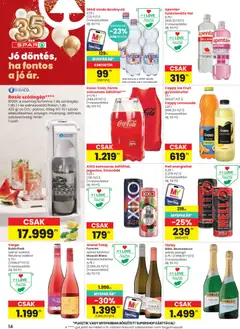 Spar akciós újság - amely érvényes a következő dátumtól: 2026.07.23. | Oldal: 14 | Termékek: Fanta, Pezsgő, Cola, Fehérbor