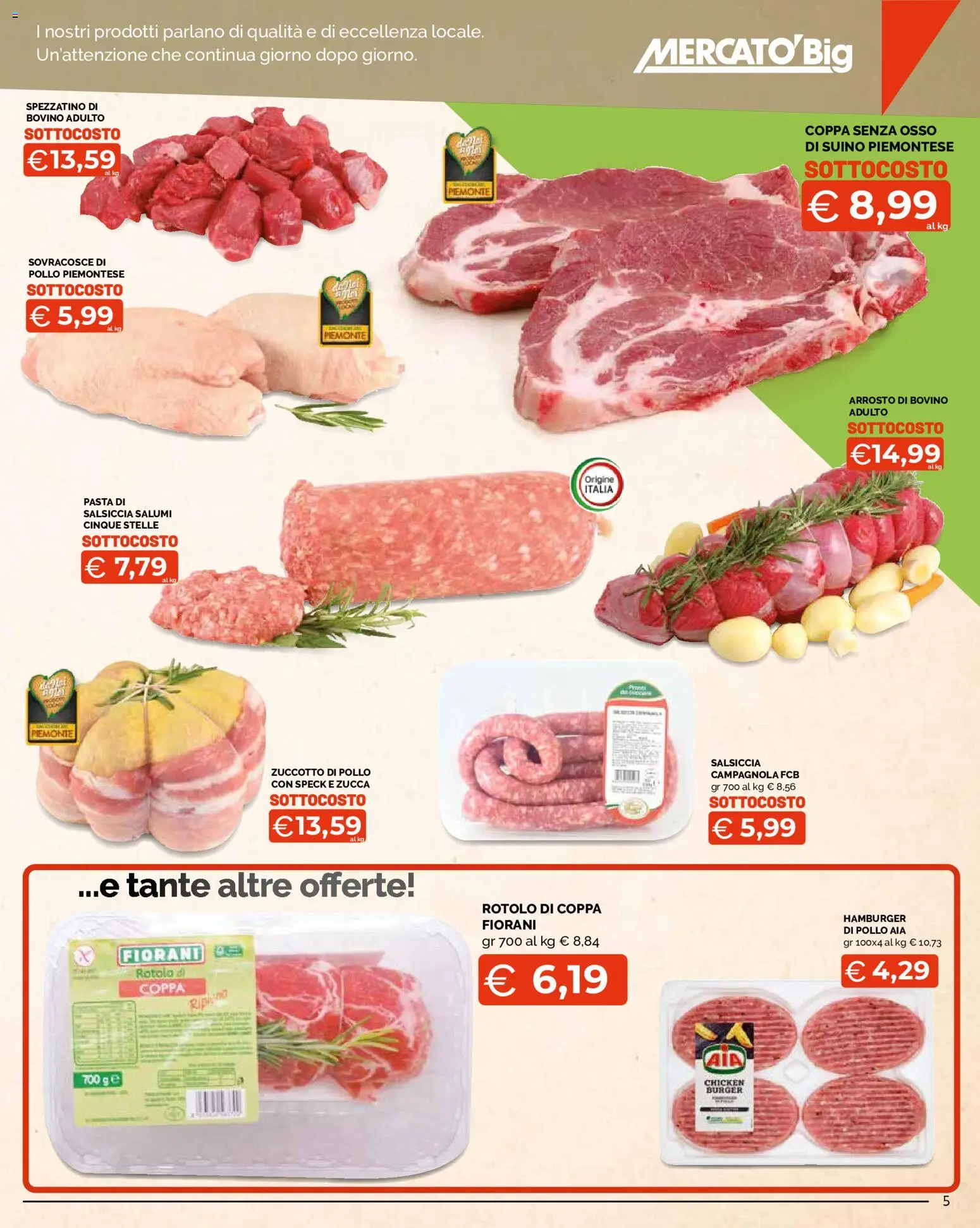 Volantino Mercatò del 22/10/2026 | Pagina: 5 | Prodotti: Bovino, Salsiccia, Pasta, Zucca