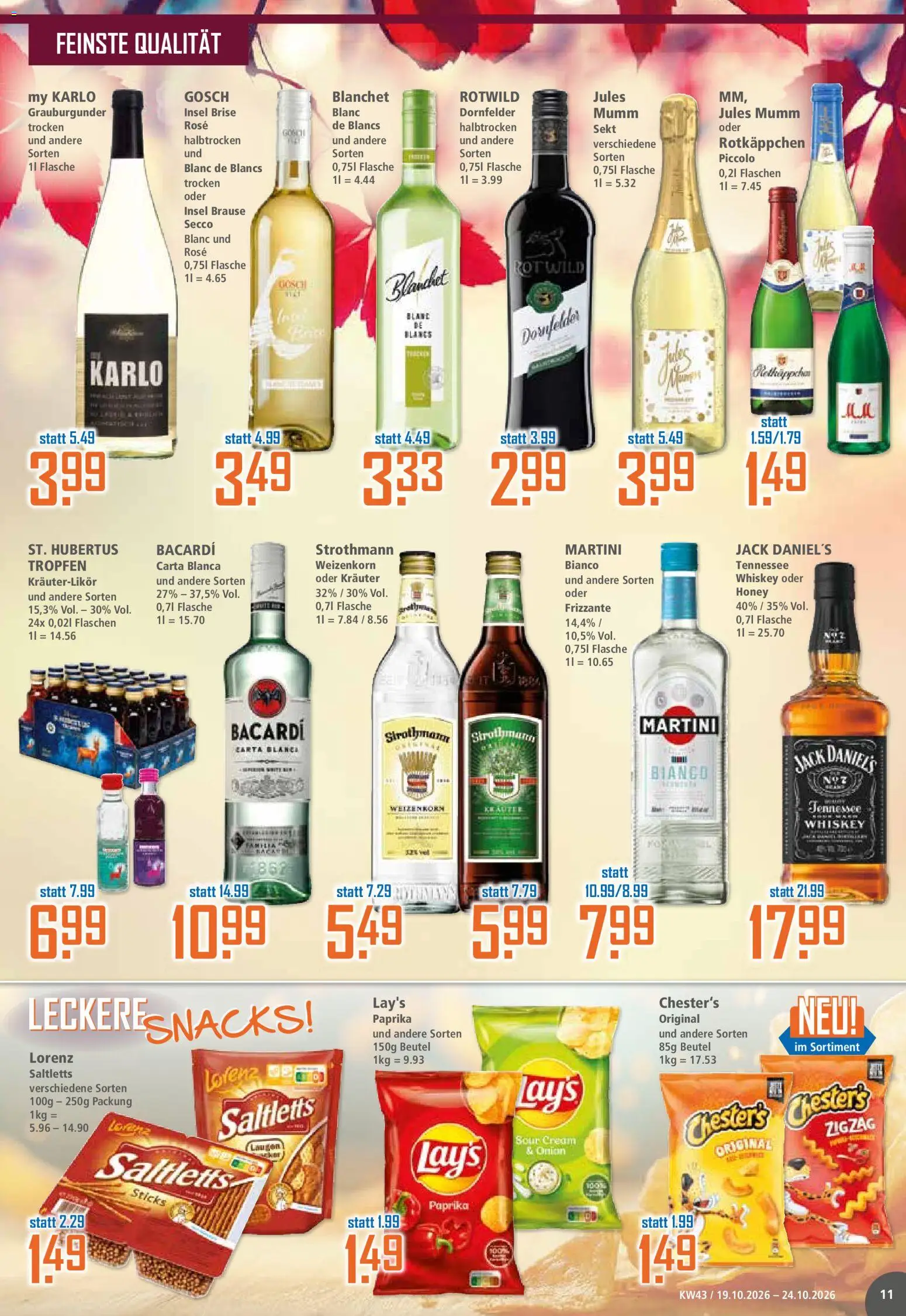 Klaas & Kock Prospekt – gültig ab 19.10.2026 | Seite: 11 | Produkte: Martini, Jules mumm, Paprika, Whiskey