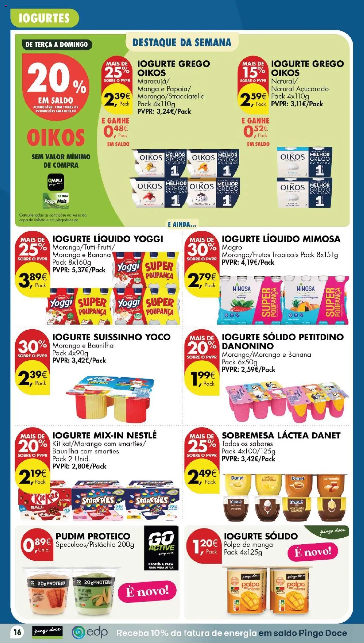 Pingo Doce folheto │ válido de 20/10/2026 | Página: 16 | Produtos: Pudim, Iogurtes, Iogurte grego, Proteina