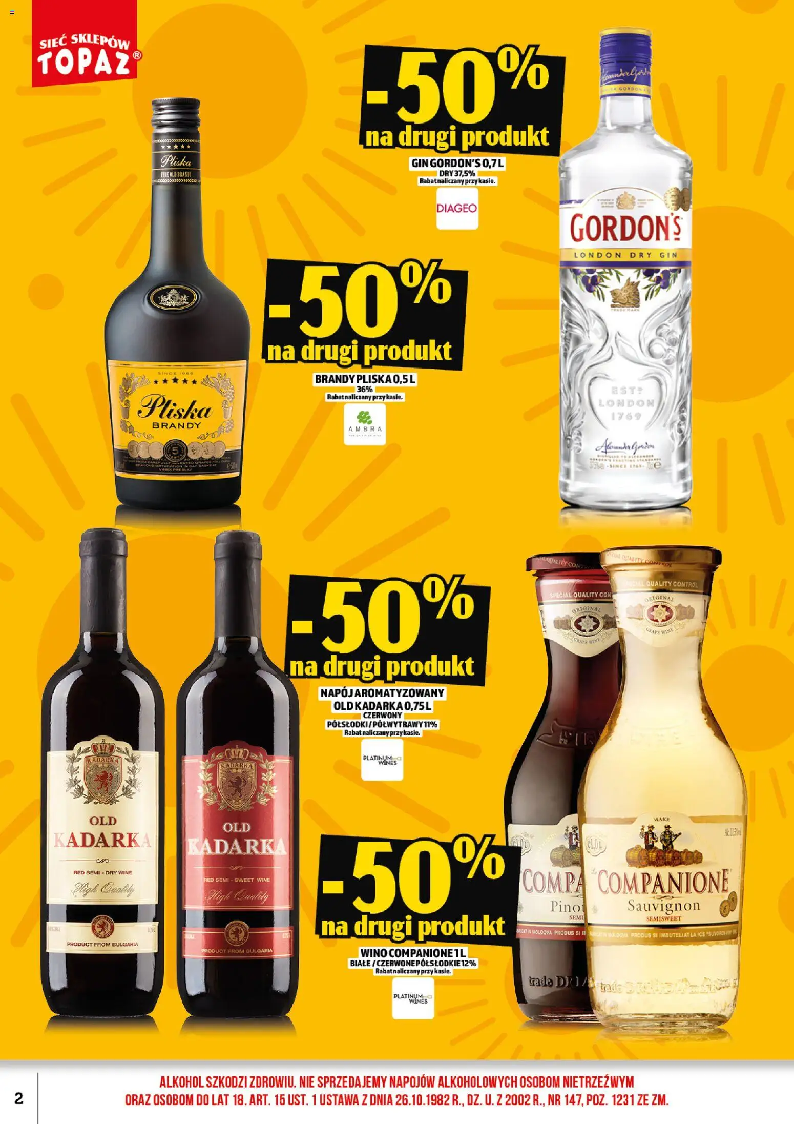 Topaz gazetka alkoholowa od 01.08.2026 | Strona: 4 | Produkty: Gin Gordon's, Wino, Gin, Alkohol