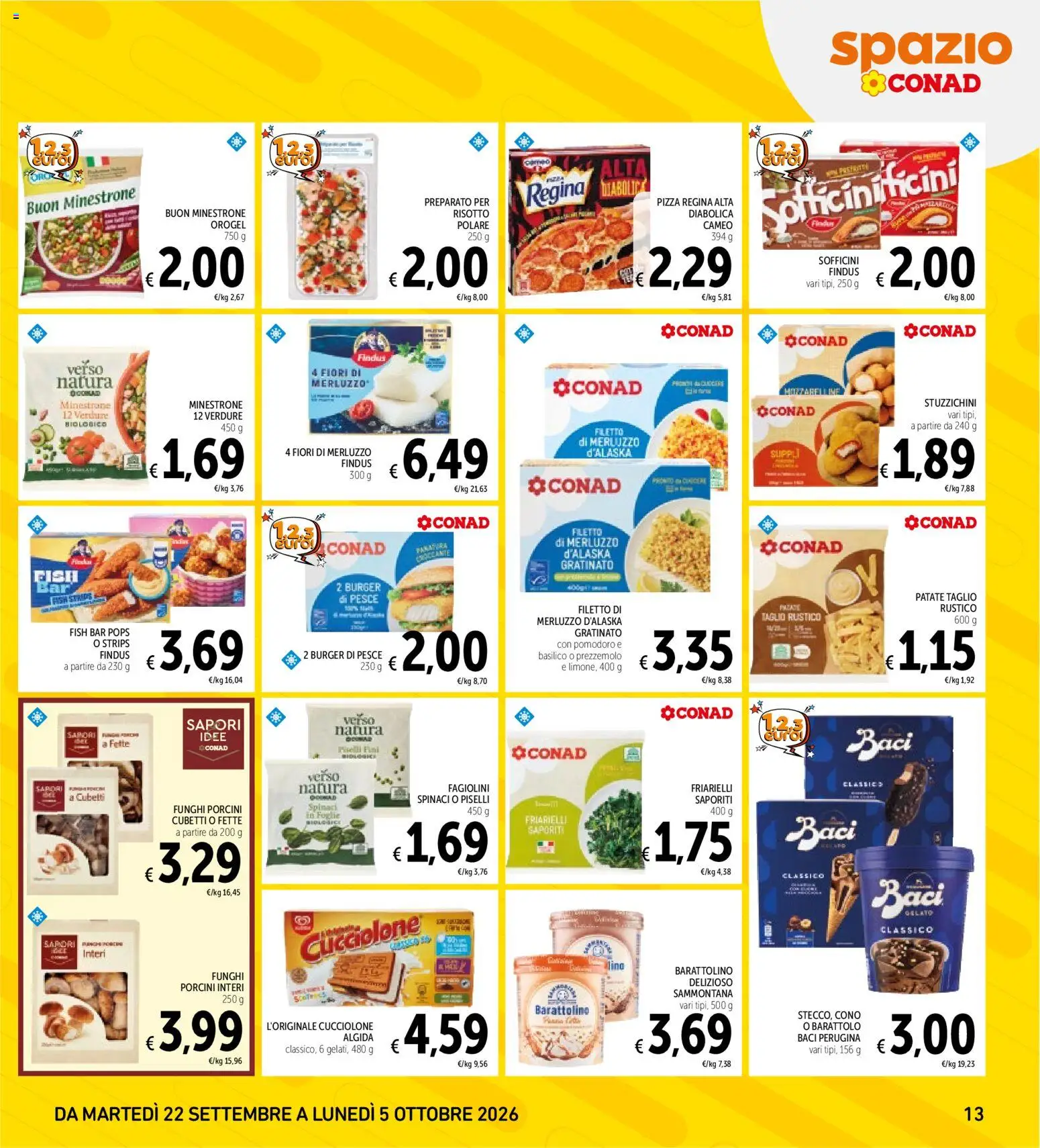 Volantino Spazio Conad del 22/09/2026 | Pagina: 13 | Prodotti: Merluzzo d’Alaska, Pomodoro, Prezzemolo, Piselli