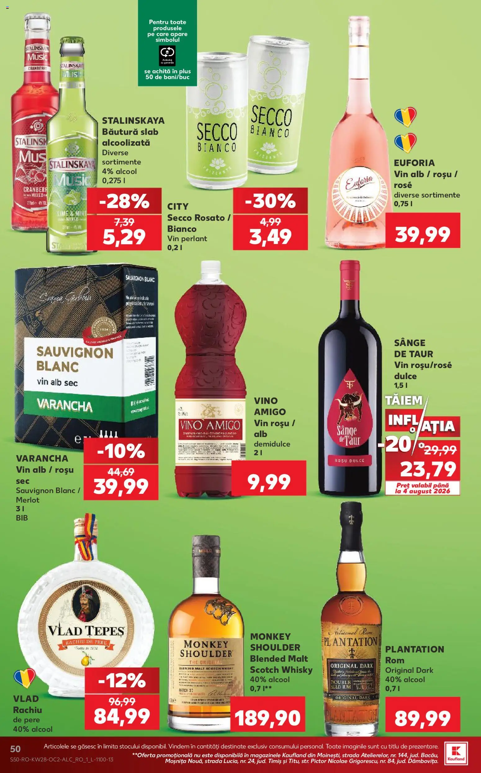 Kaufland RO akciós ujság - amely érvényes a következő dátumtól: 2026.07.08. | Oldal: 50 | Termékek: Lime, Whisky