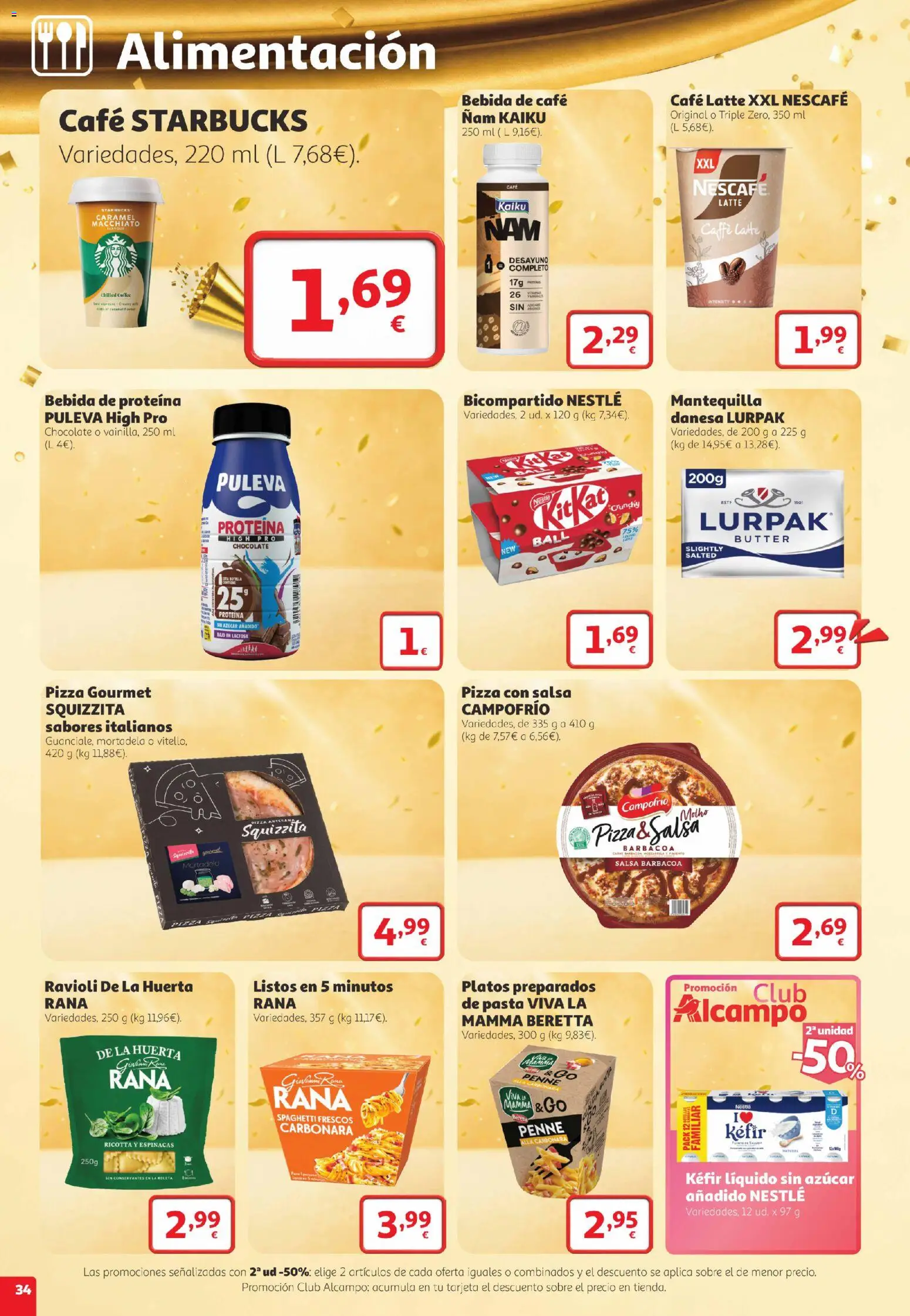 Alcampo folleto Telde │ válido desde el 22/10/2026 | Página: 34 | Productos: Café, Pizza, Salsa barbacoa, Azúcar