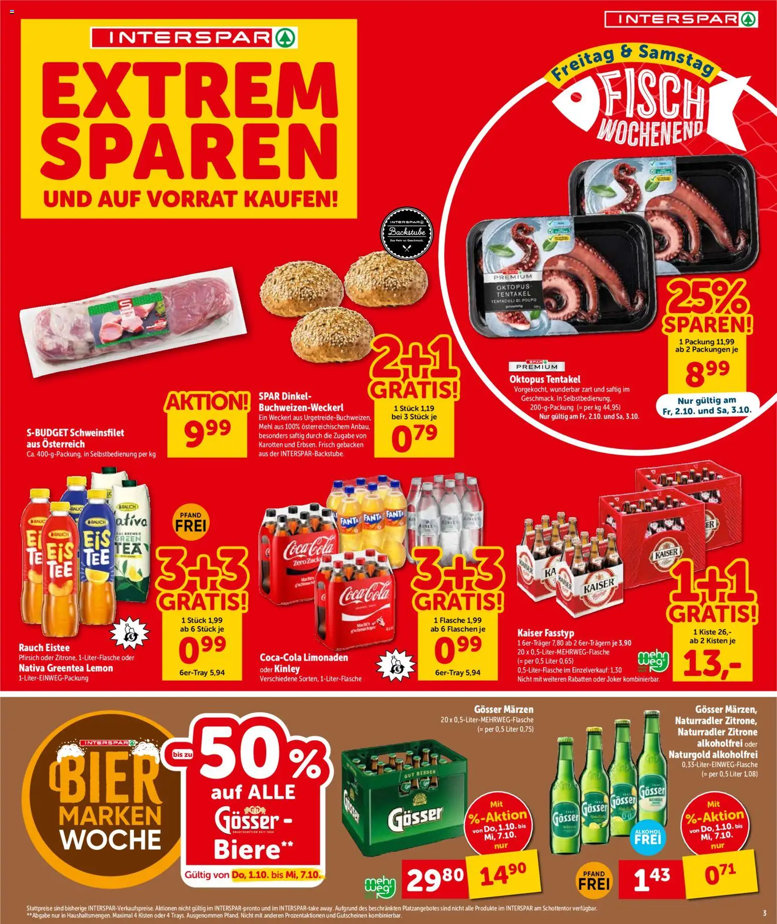 Interspar Broschüre gültig ab 01.10.2026 | Seite: 3 | Produkte: Zitrone, Pfirsich, Mehl, Fisch