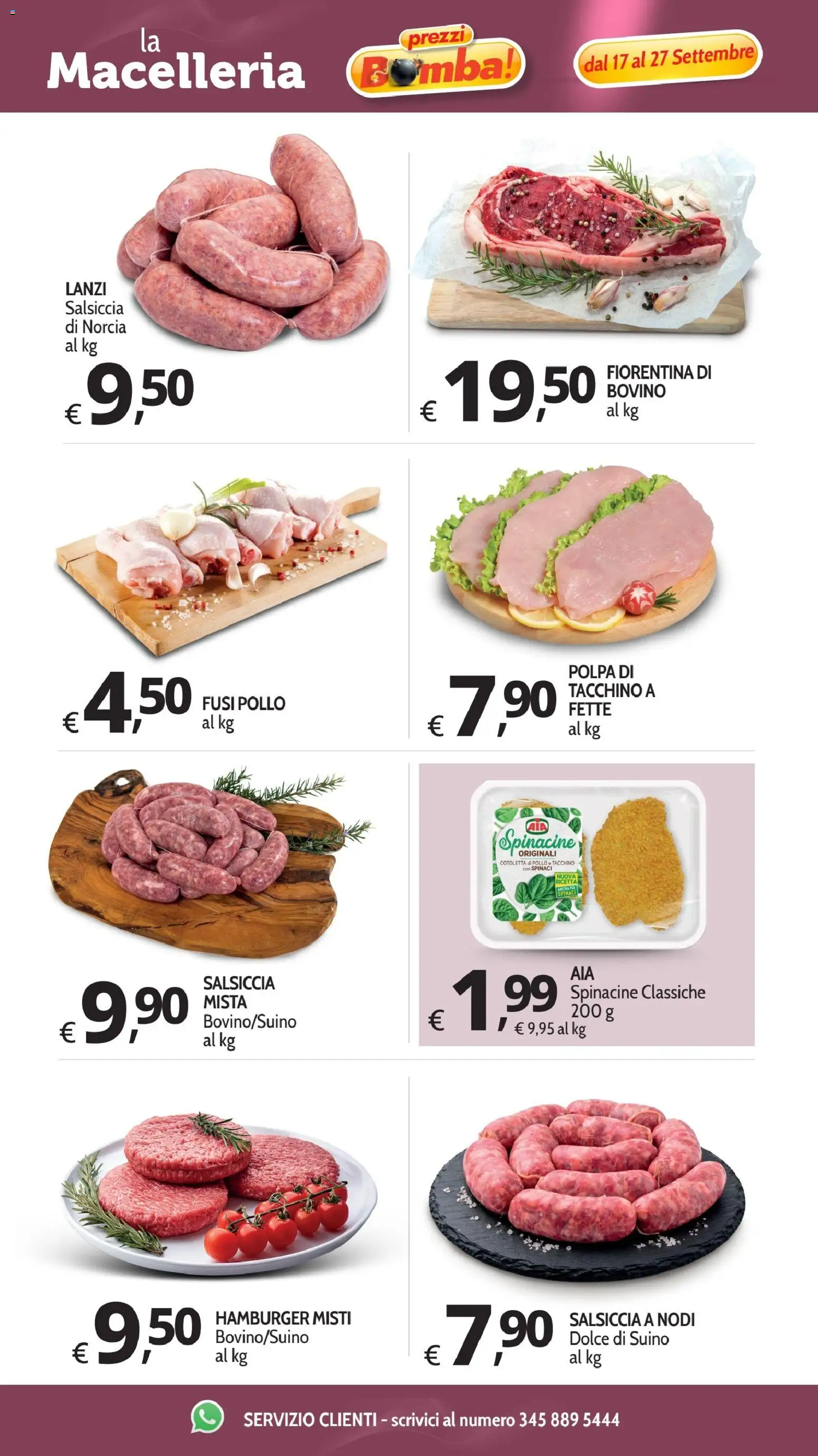 Volantino Primo Prezzo del 17/09/2026 | Pagina: 36 | Prodotti: Pollo, Tacchino, Salsiccia, Spinaci