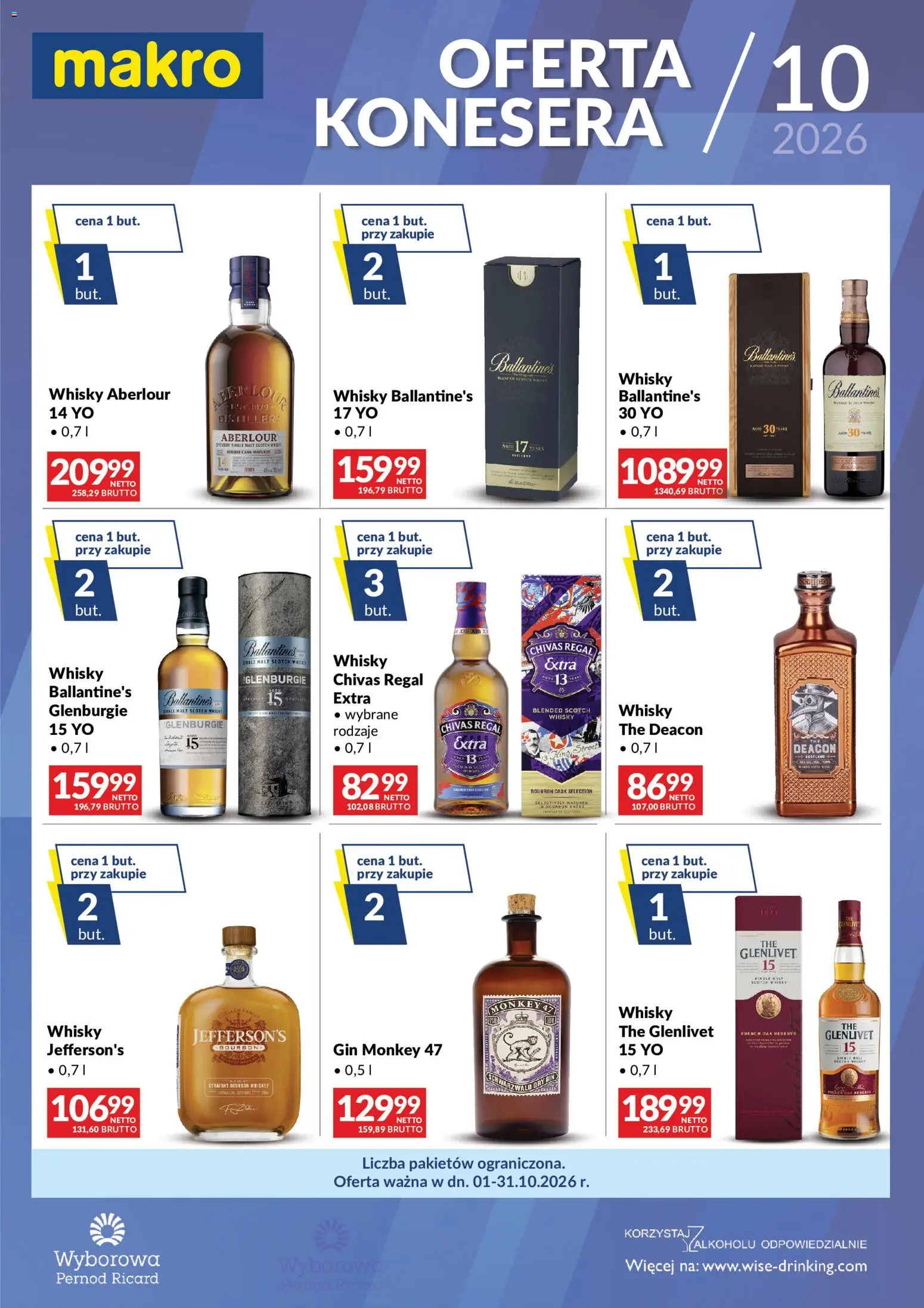 Makro gazetka - Konesera październik od 01.10.2026 | Strona: 1 | Produkty: Scotch whisky, Gin, Whisky Ballantines, Whisky