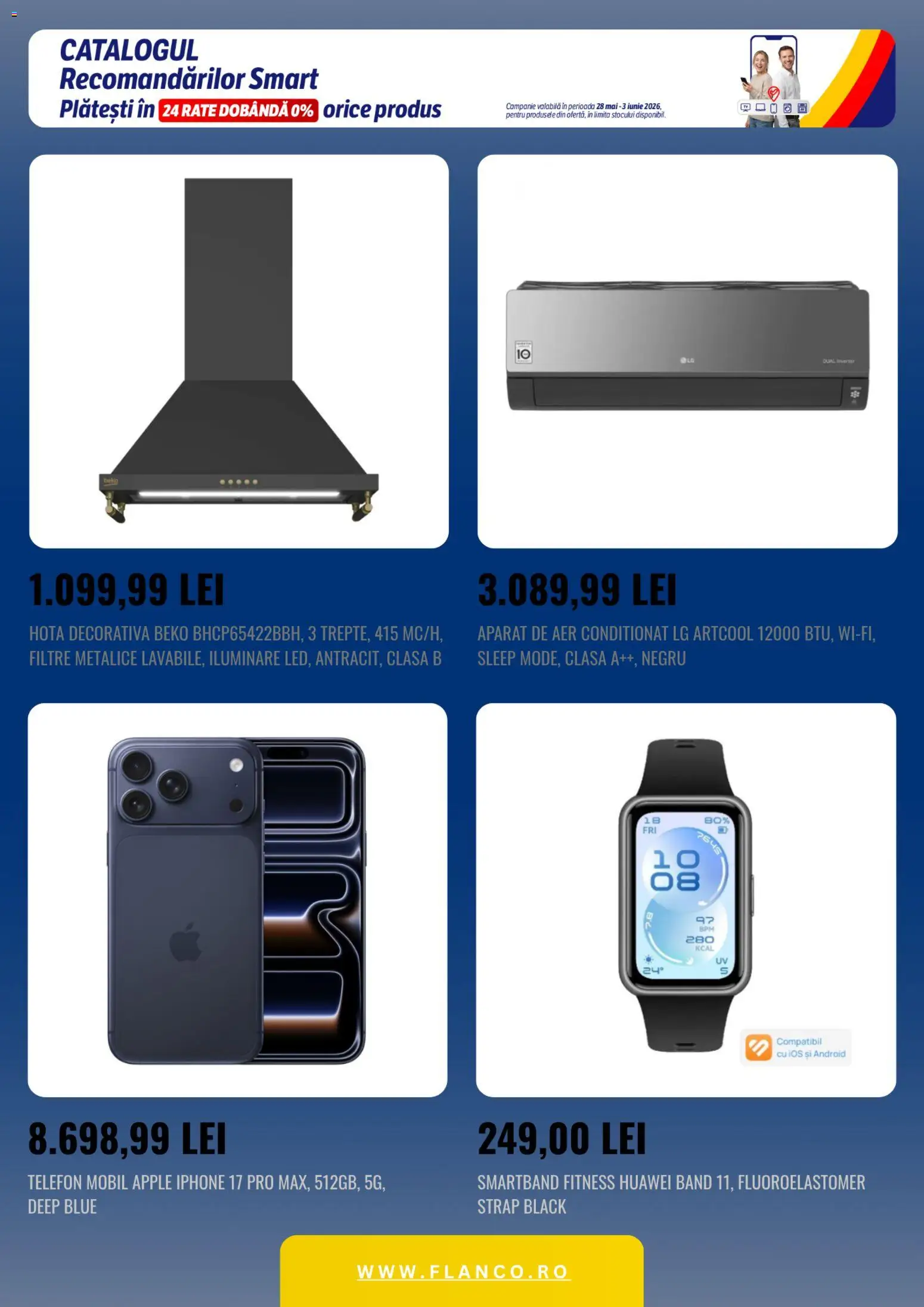 Noul catalog Flanco – valabil de la 28.05.2026 | Pagină: 3 | Produse: Hotă, Telefon, Aer Condiționat, Apple