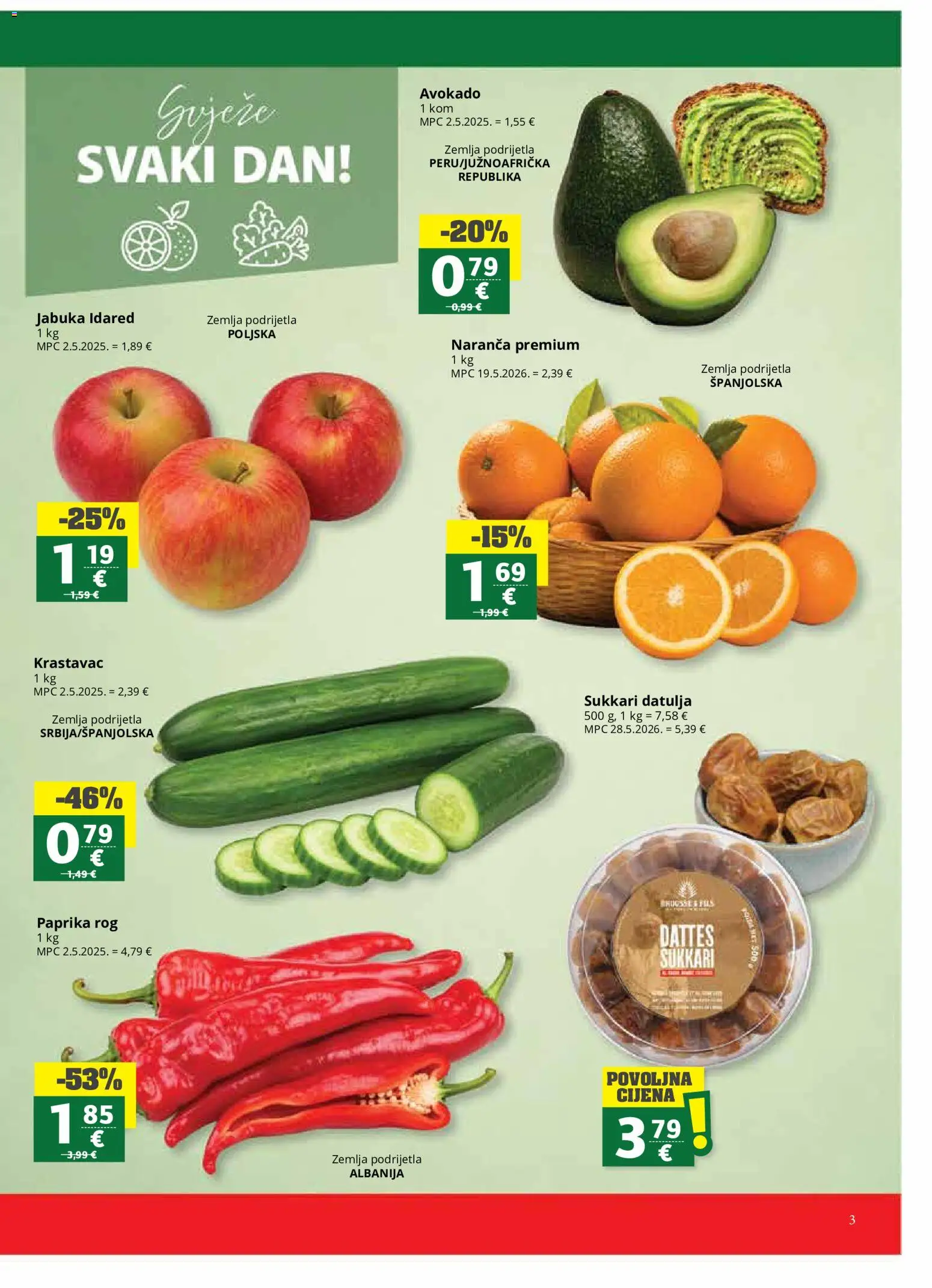 Ribola katalog | vrijedi od 17.06.2026 | Stranica: 3 | Proizvodi: Paprika, Krastavac, Avokado, Datulja