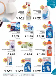 Anteprima del volantino TAVOLETTA WC CONAD, - brezza marina - freschezza alpina 4 pezzi valido a partire dal 09/09/2026 | Pagina: 15 | Prodotti: Sgrassatore, Limone, Lavanda, WC