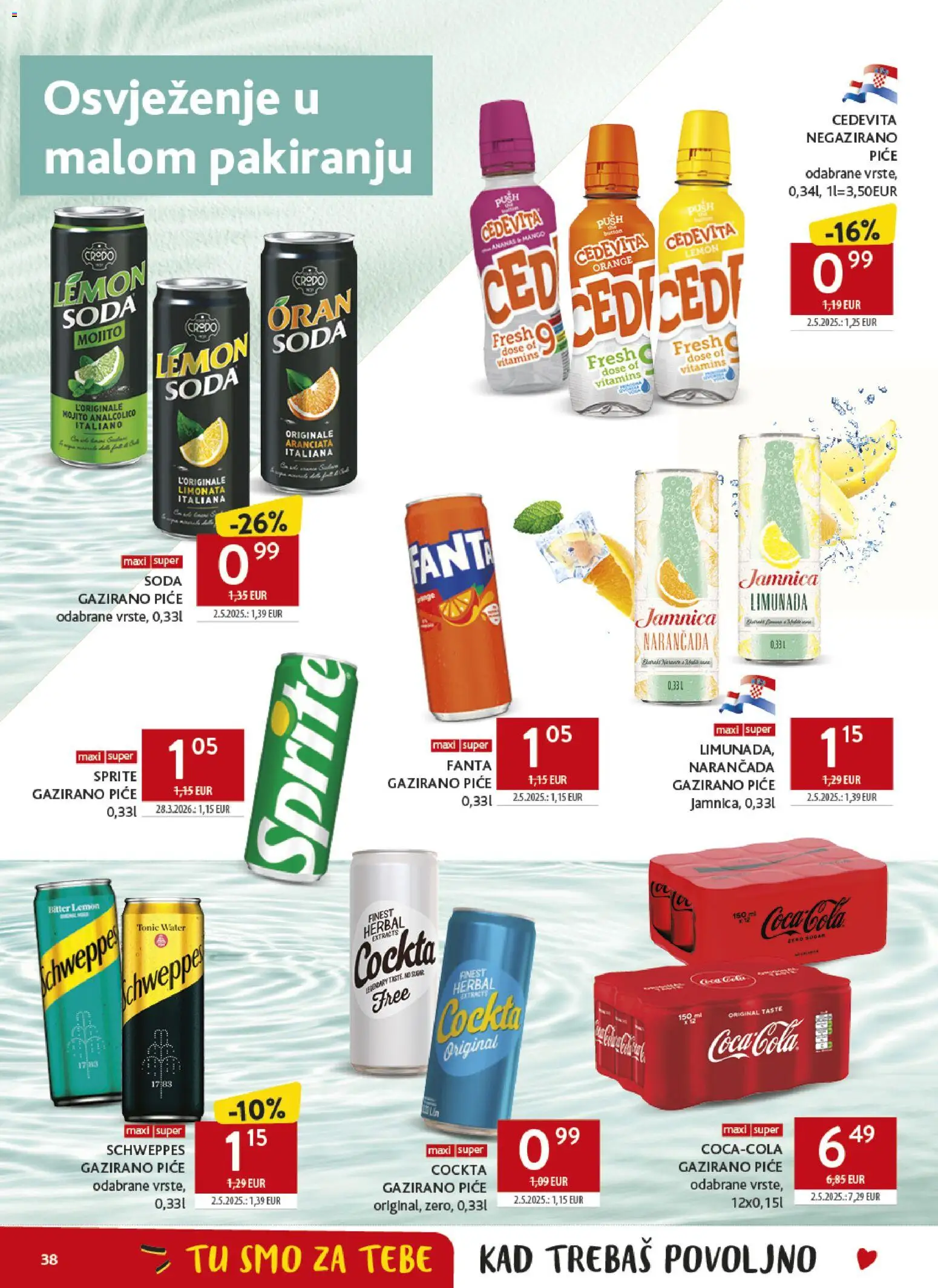 Konzum HR akciós ujság - amely érvényes a következő dátumtól: 2026.09.09. | Oldal: 38 | Termékek: Tonic, Fanta, Sprite, Mangó
