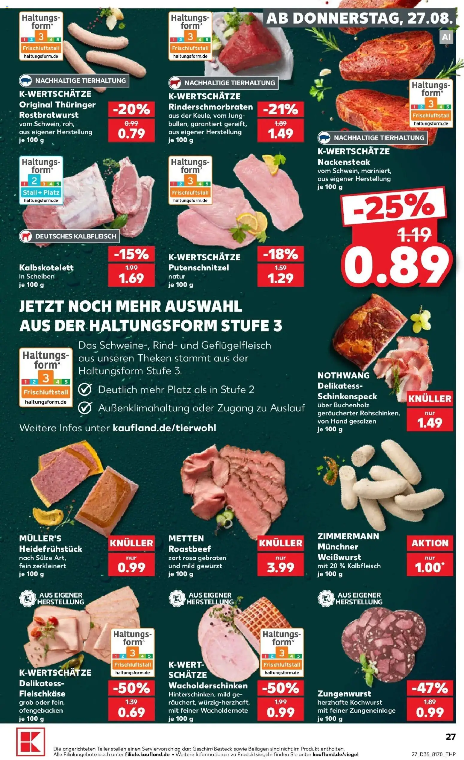 Prospekt Kaufland ab 24.08.2026 » Angebote Online zum Blättern | Seite: 38 | Produkte: Beilagen, Weißwurst, Roastbeef, Putenschnitzel