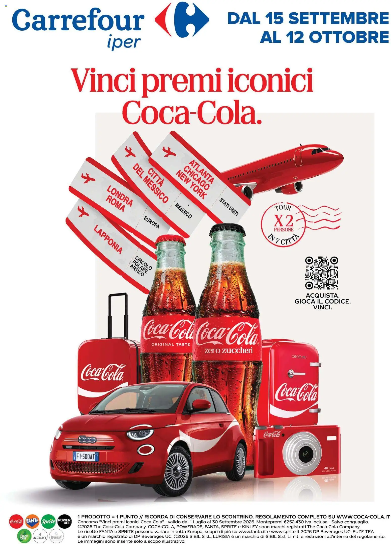 Volantino Carrefour del 15/09/2026 | Pagina: 1 | Prodotti: The, Fanta, Sprite, Coca Cola