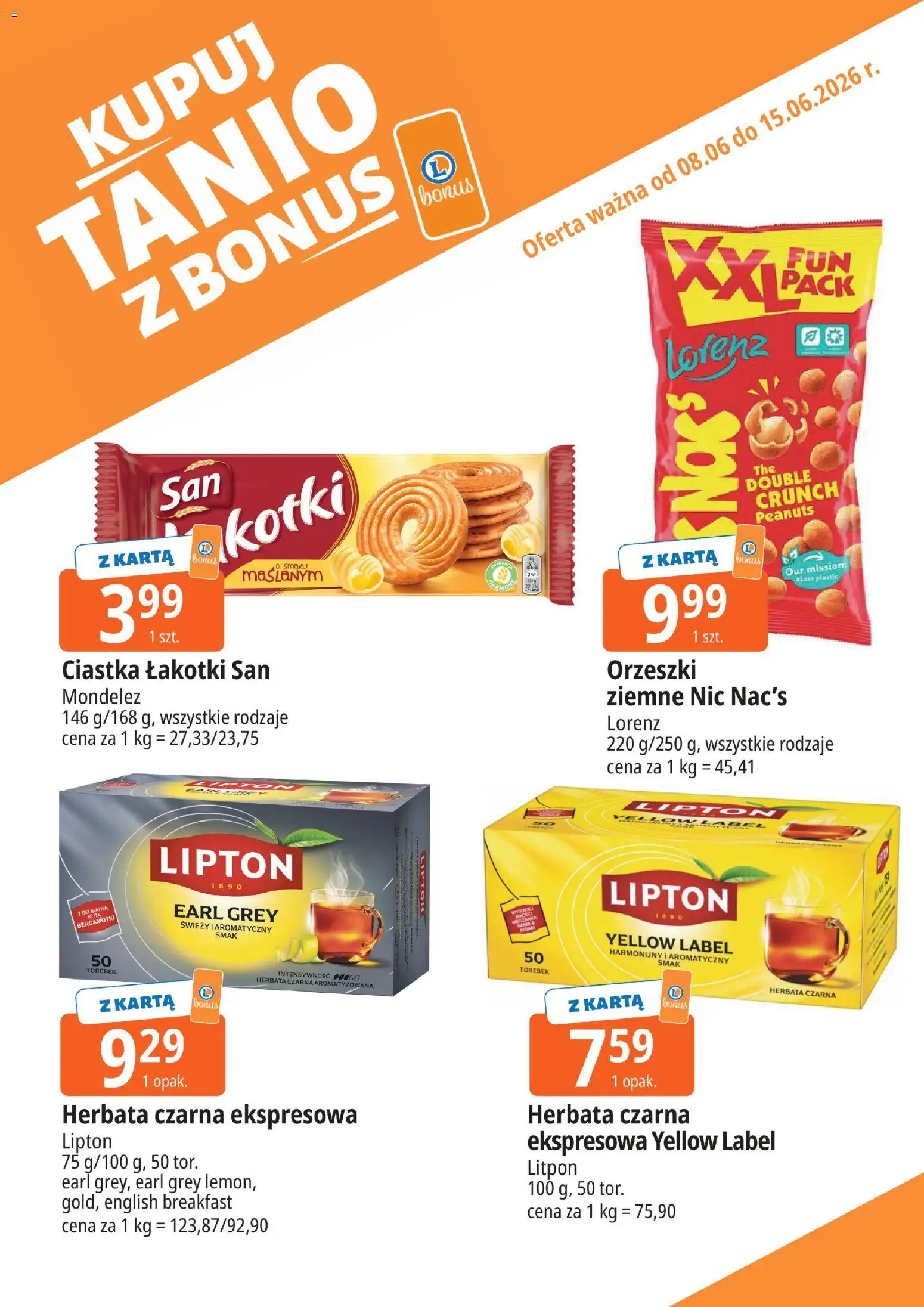 E.Leclerc gazetka - Elbląg kupony dodatkowe od 08.06.2026 | Strona: 9 | Produkty: Karta, Herbata, Ciastka