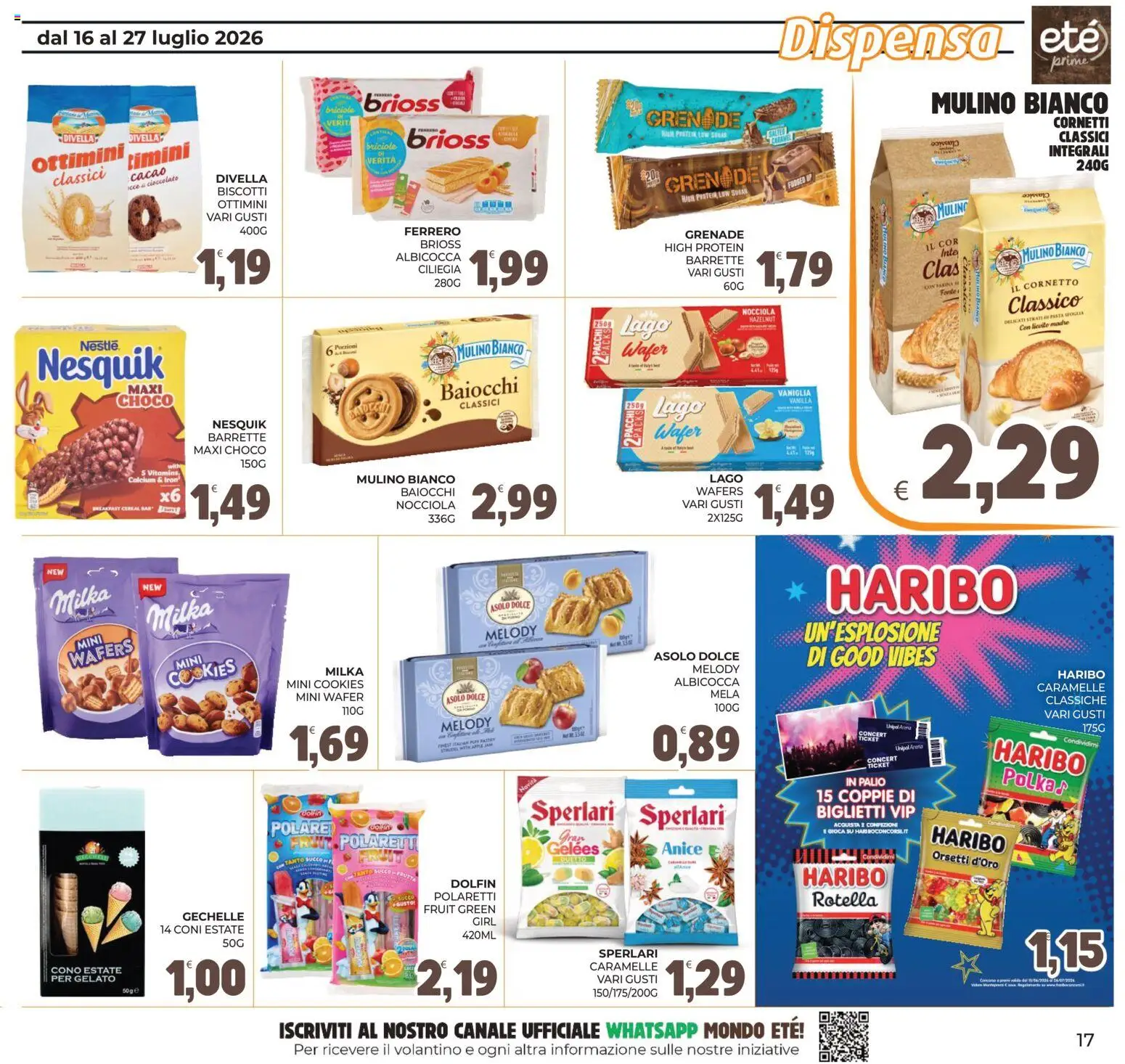 Volantino Eté del 16/07/2026 | Pagina: 17 | Prodotti: Cornetto, Caramelle, Pasta, Cacao