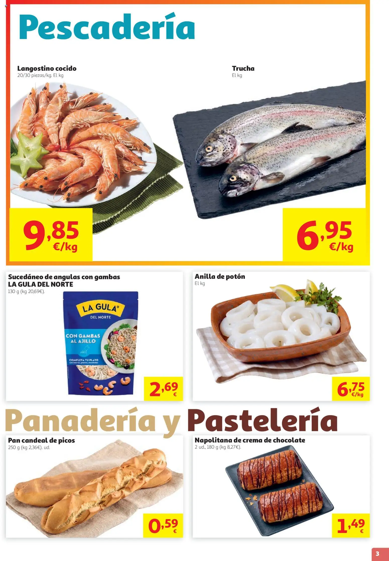 Alcampo folleto │ válido desde el 13/08/2026 | Página: 3 | Productos: Crema, Crema de chocolate, Panadería, Langostino