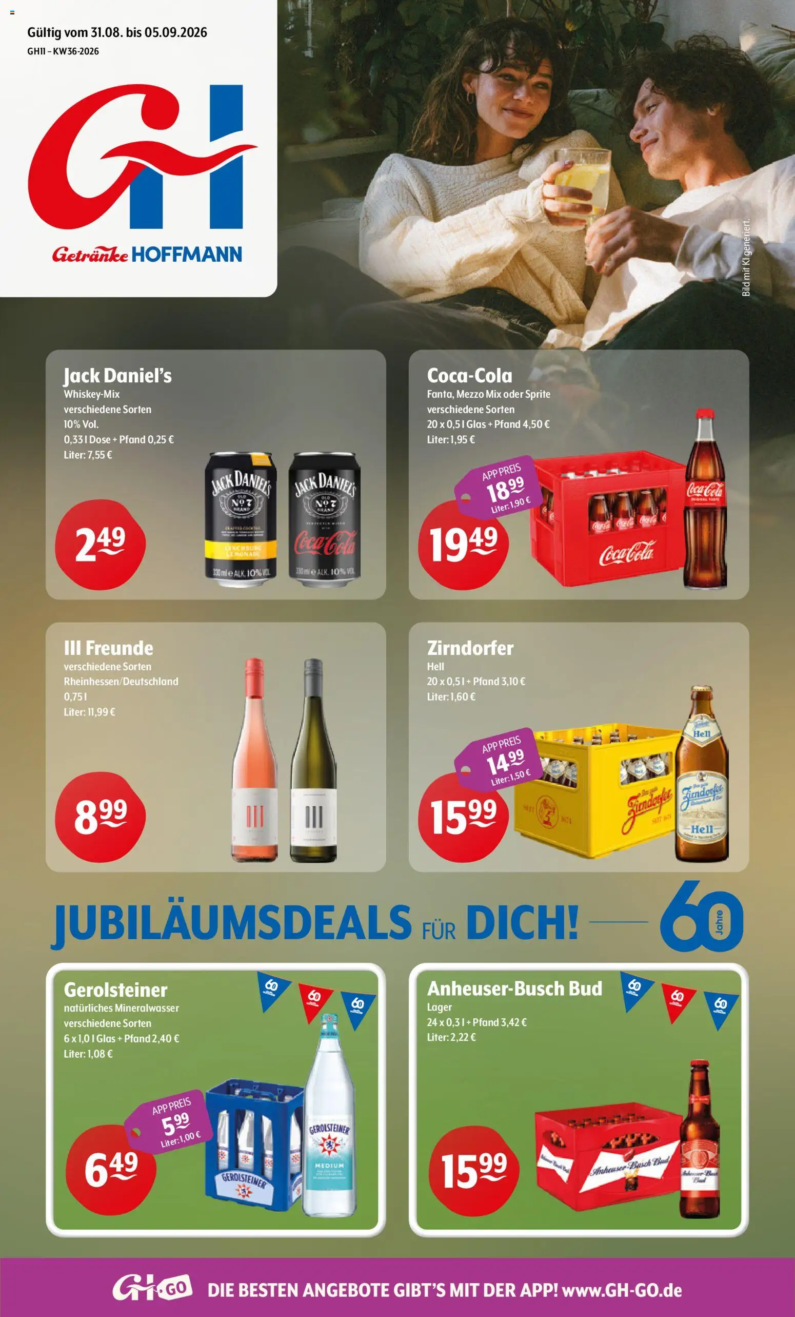 Getränke Hoffmann Prospekt – gültig ab 31.08.2026 | Seite: 1 | Produkte: Coca cola, Sprite, Cola, Jack Daniel's
