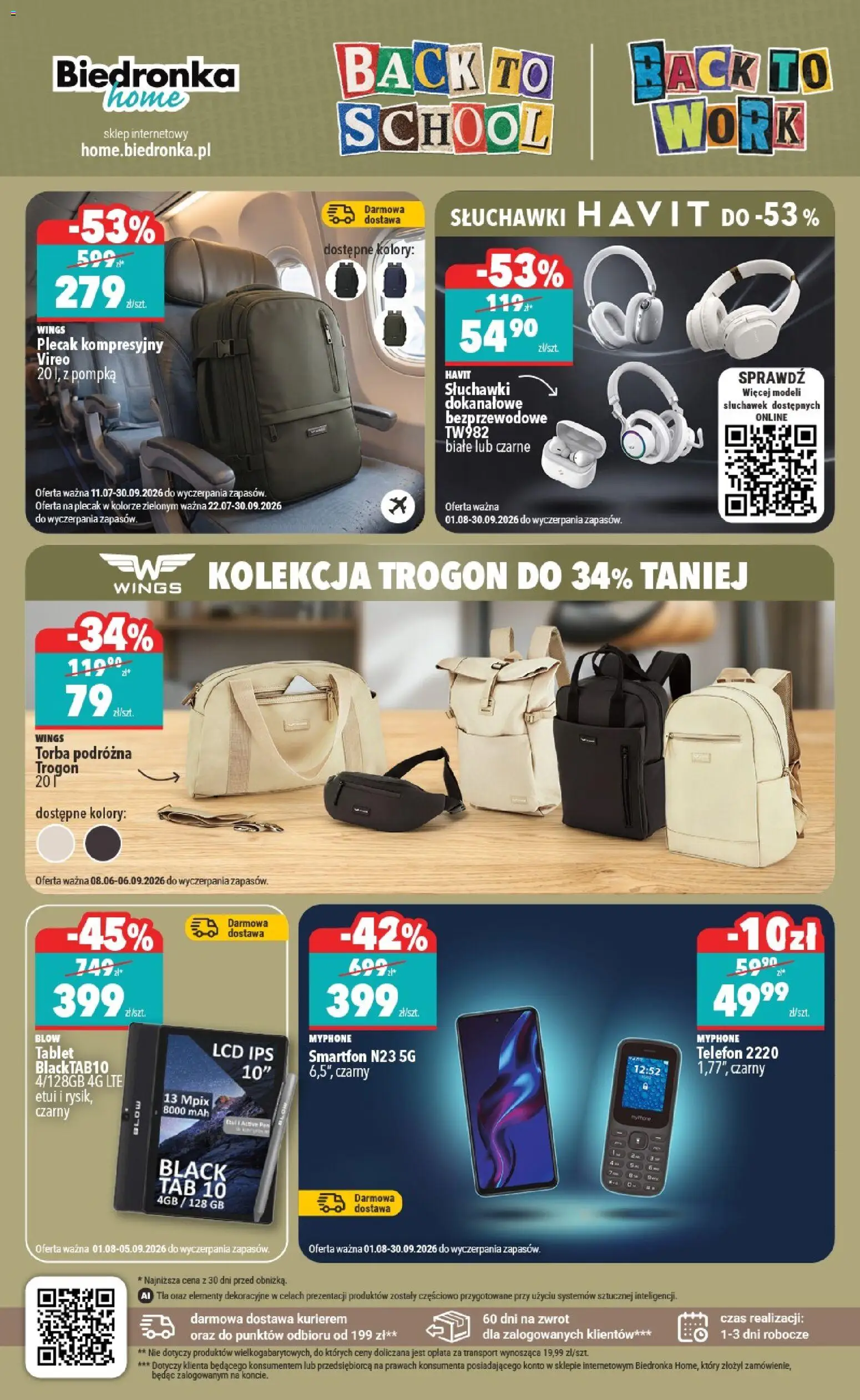 Biedronka gazetka - Home od 15.08.2026 | Strona: 4 | Produkty: Plecaki, Telefon, Smartfon, Torba