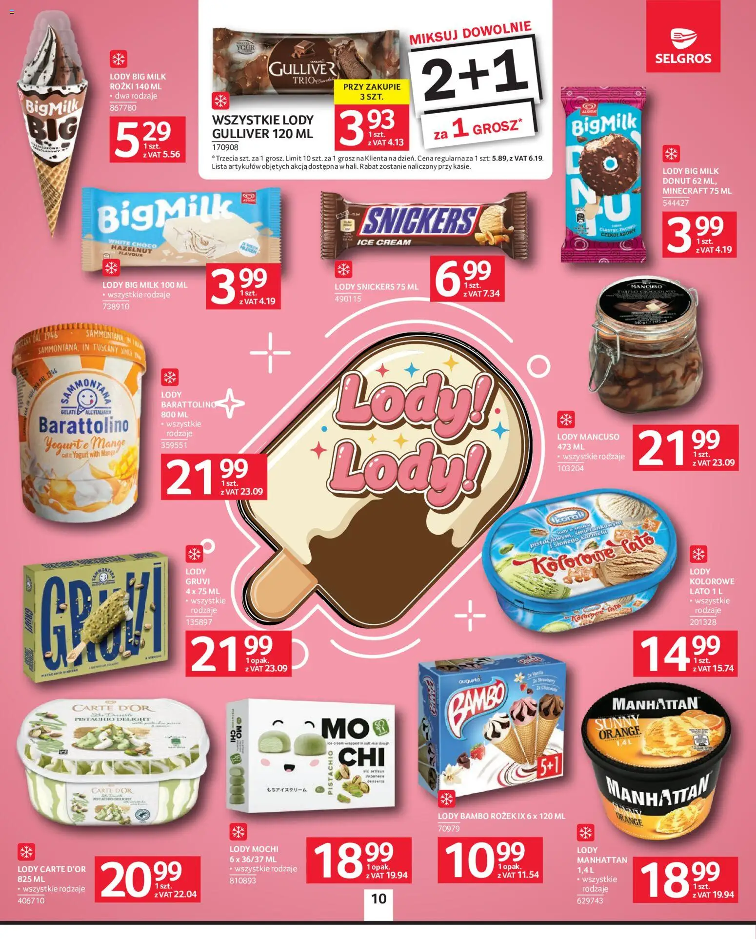 Selgros cash&carry gazetka od 02.07.2026 | Strona: 10 | Produkty: Mango, Lody bambo, Donut, Lody
