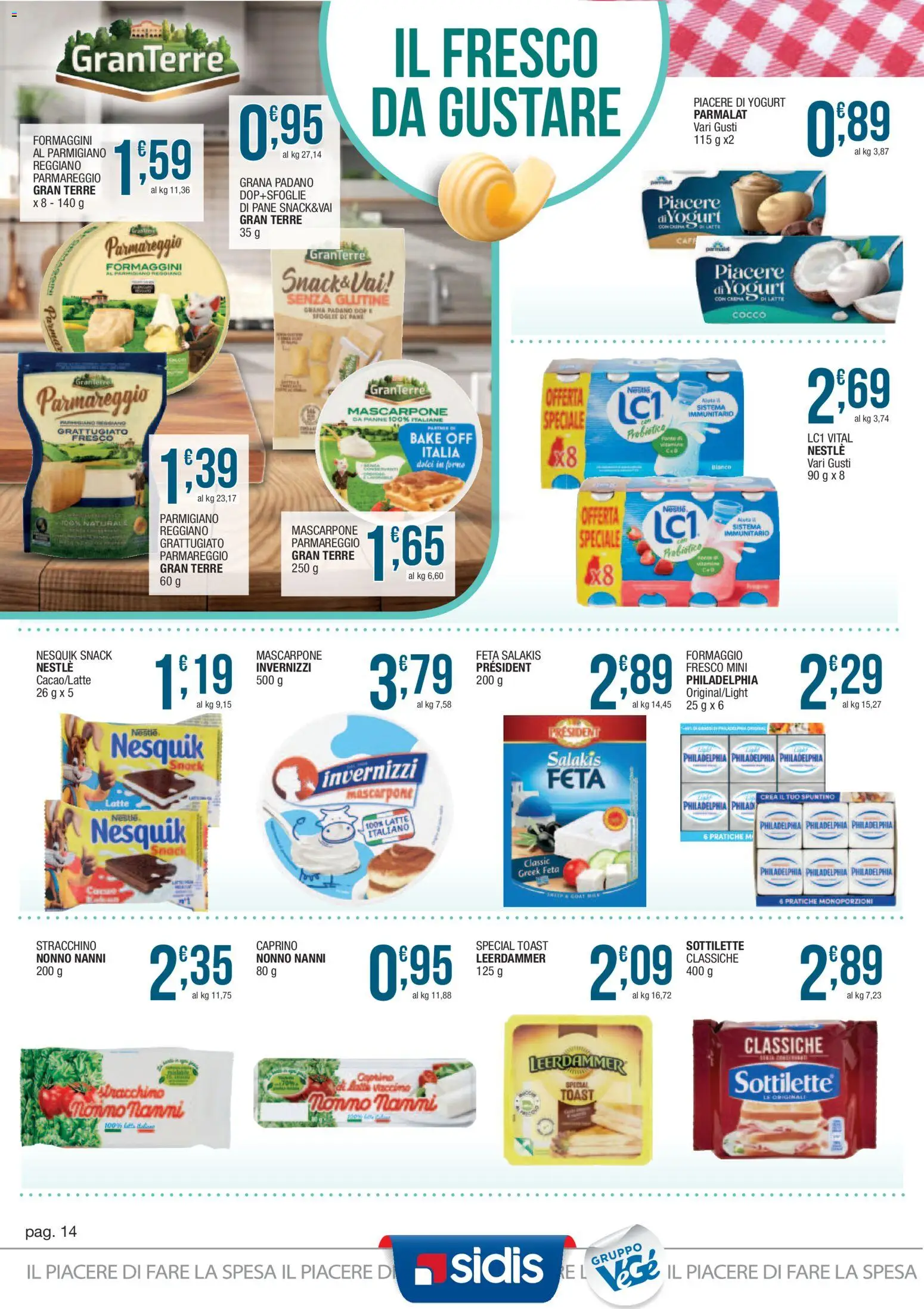 Volantino Sidis del 05/10/2026 | Pagina: 14 | Prodotti: Senza glutine, Yogurt, Formaggio, Feta