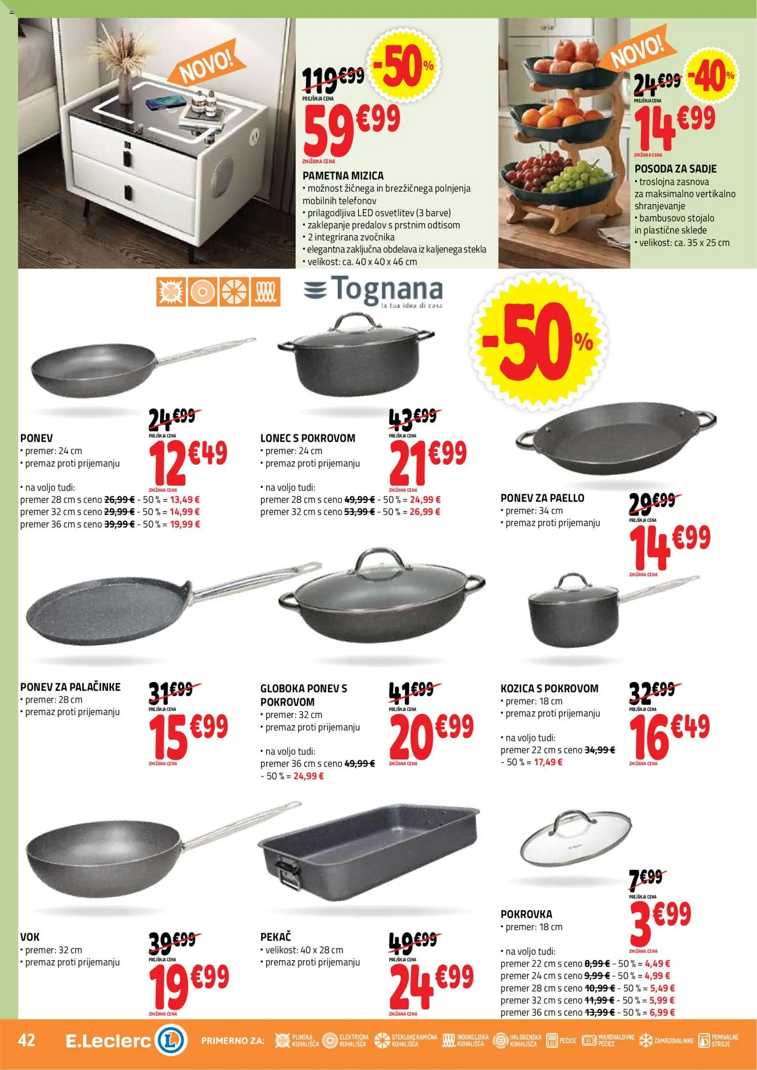 Novi E.leclerc katalog ponudbe – veljaven od 12.08.2026 | Stran: 42 | Izdelki: Mizica, Palačinke, Sadje