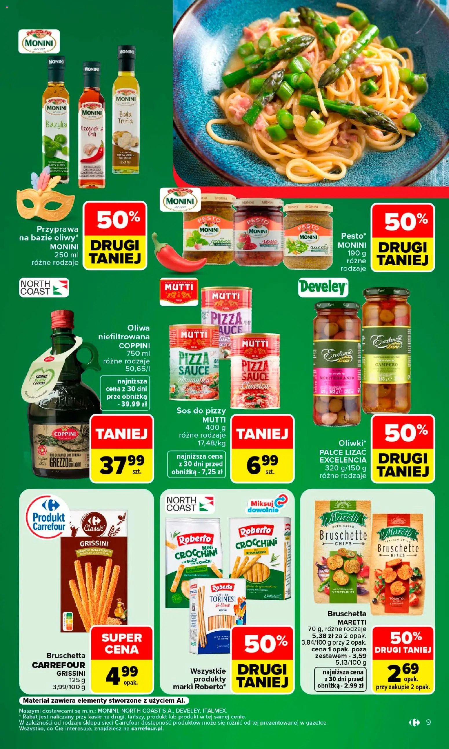 Carrefour gazetka - Kuchnia wloska od 10.08.2026 | Strona: 9 | Produkty: Grissini, Sos do pizzy, Bazylia, Monin