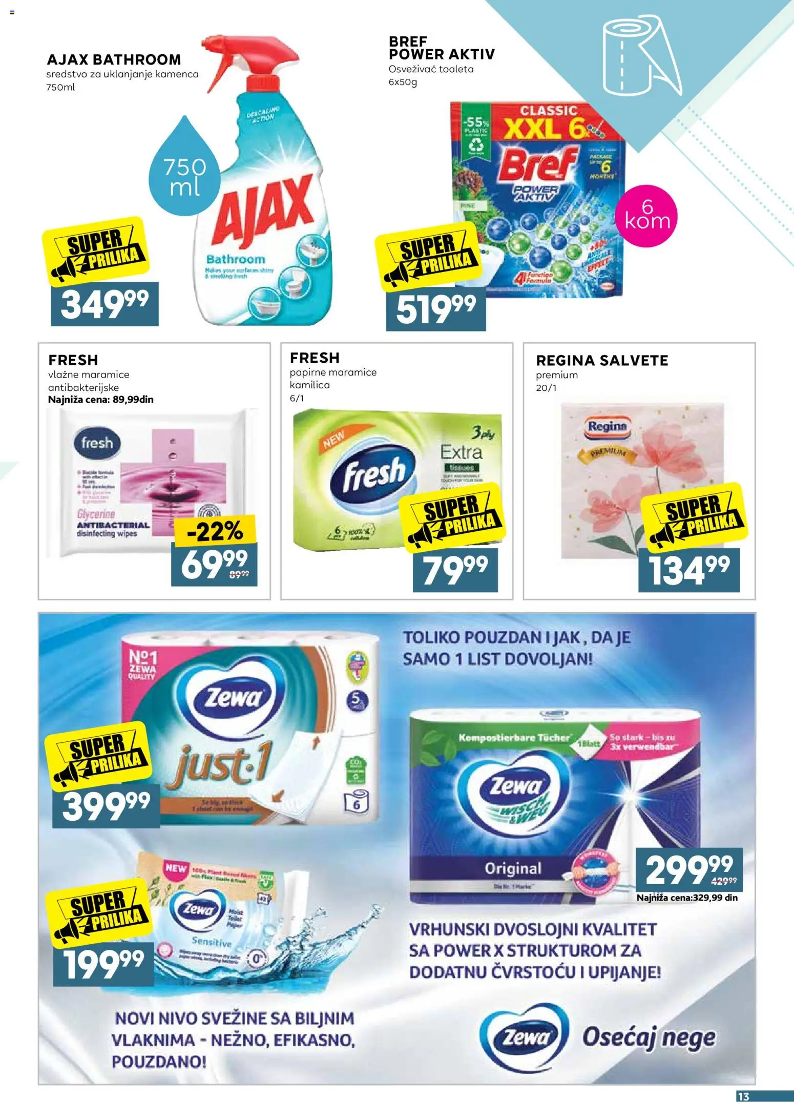 Idea katalog - važi od 31.08.2026 | Strana: 13 | Proizvode: Papirne maramice, So, Vlažne maramice, Ajax