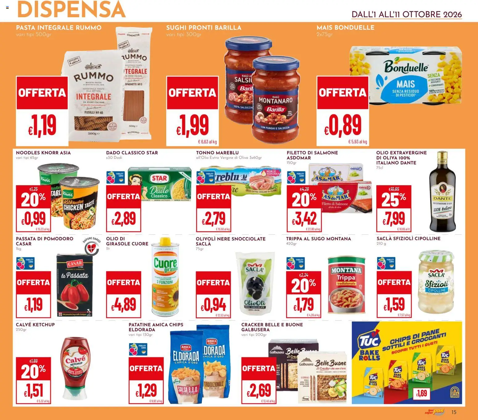 Volantino Pan del 01/10/2026 | Pagina: 15 | Prodotti: Senza glutine, Pasta, Cracker, Mais