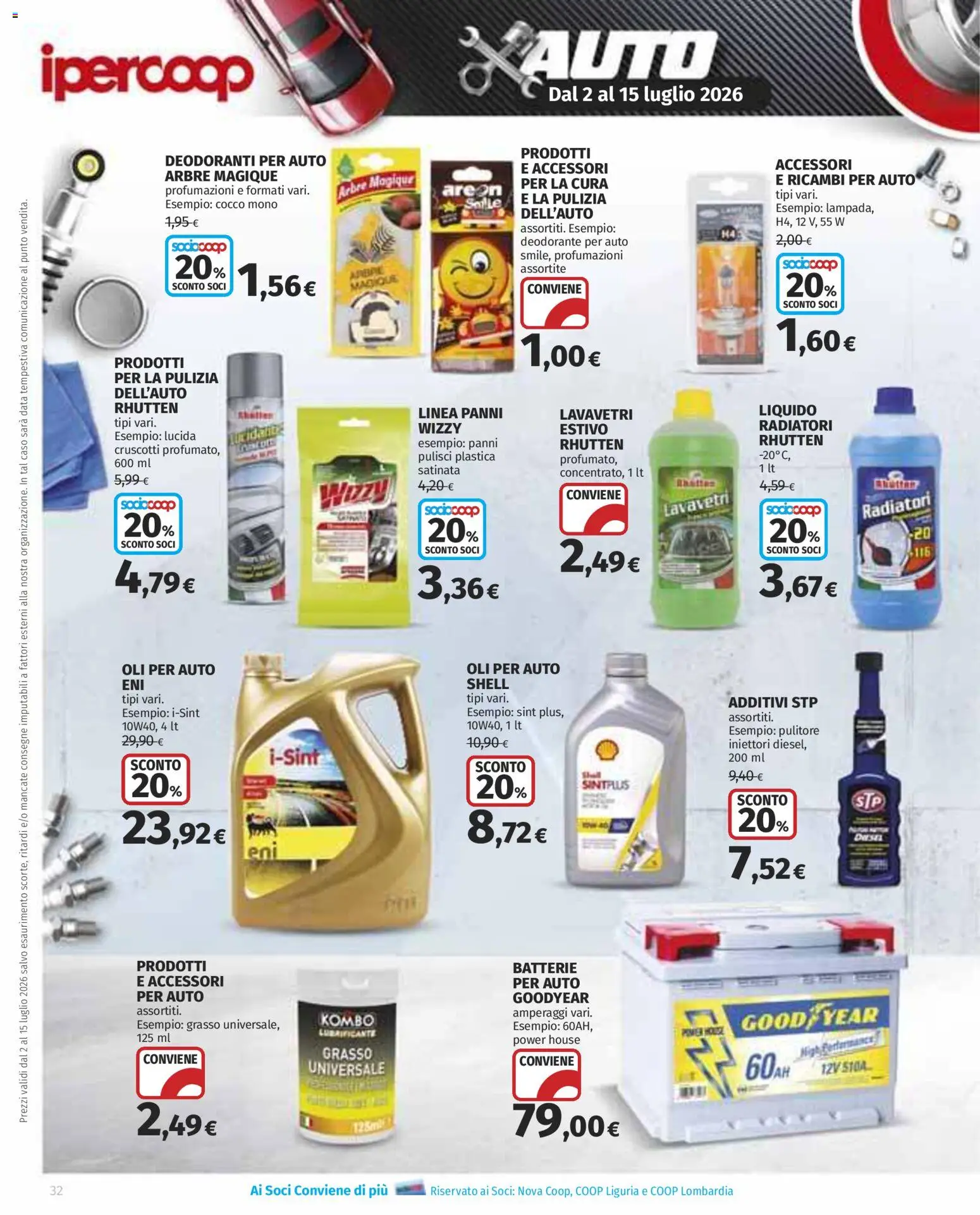 Volantino Ipercoop del 02/07/2026 | Pagina: 32 | Prodotti: Deodorante, Lubrificante, Cocco, Batterie