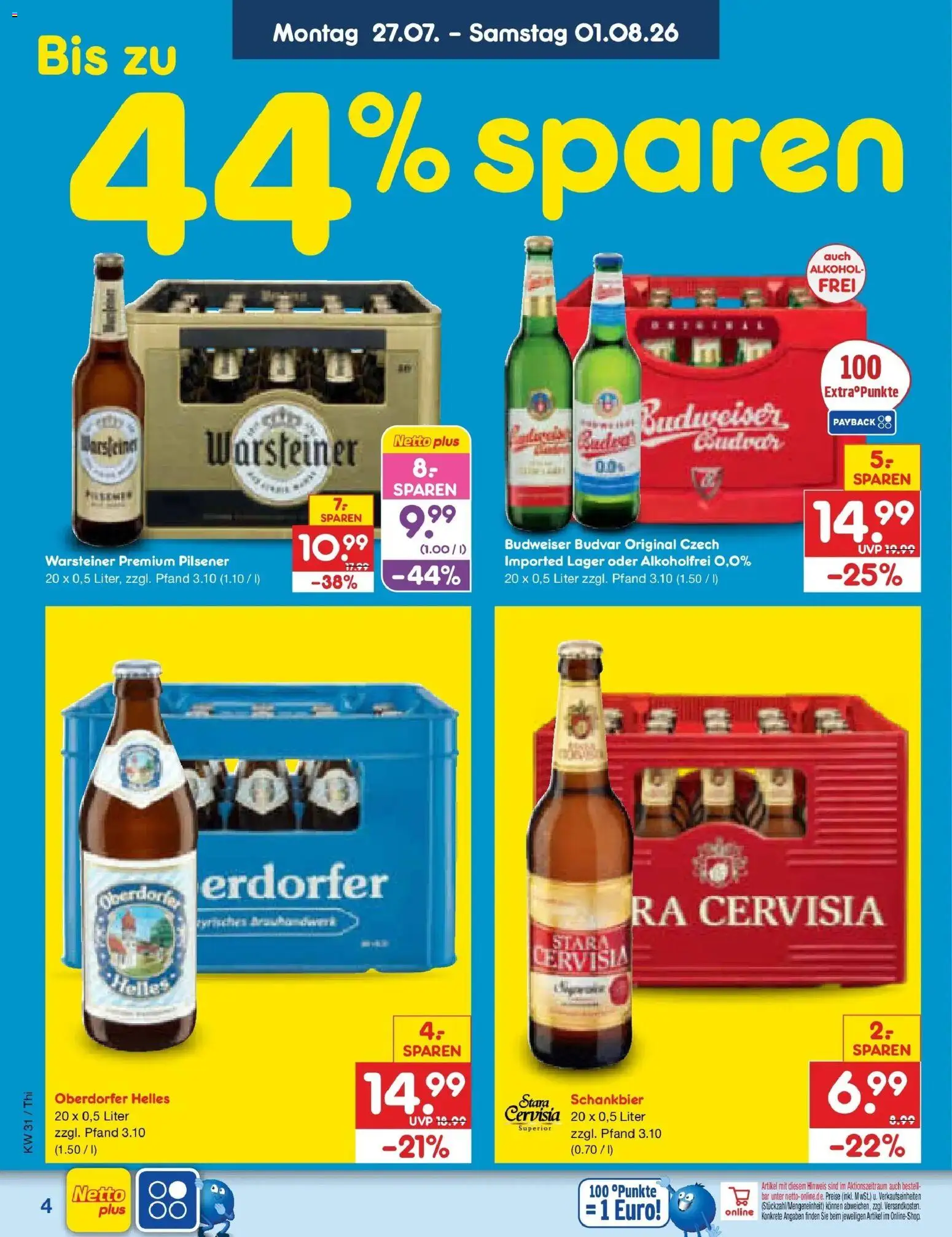 Netto Marken-Discount Prospekt Pirna – gültig ab 27.07.2026 | Seite: 4 | Produkte: Warsteiner, Budweiser
