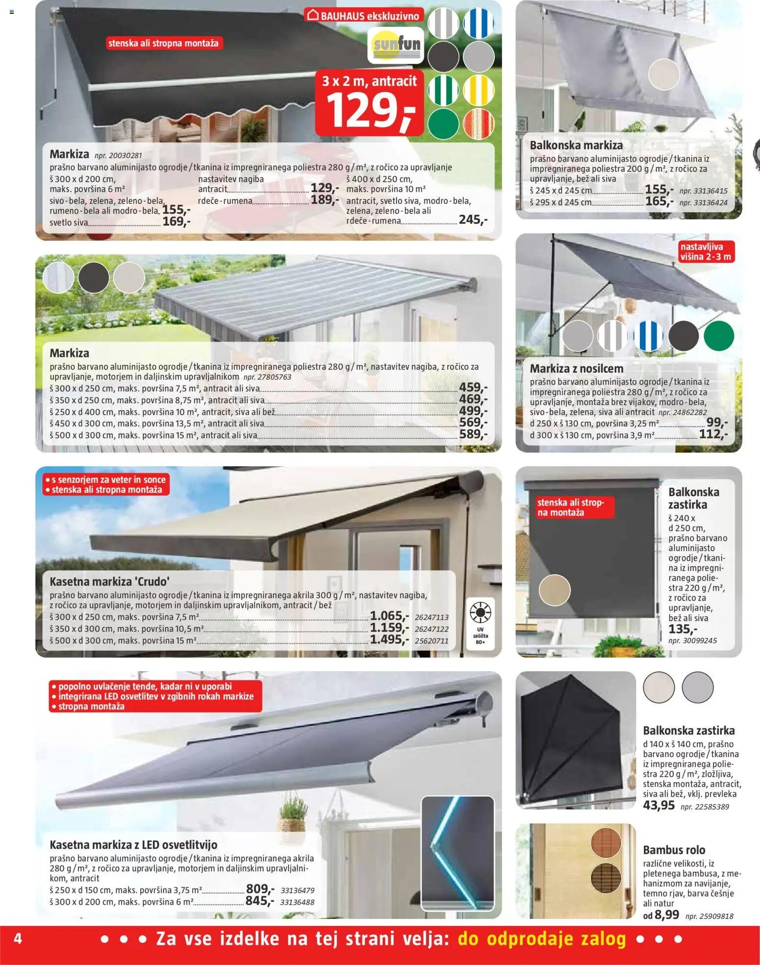 Novi Bauhaus katalog ponudbe – veljaven od 03.06.2026 | Stran: 4 | Izdelki: Prevleka, Zastirka, Balkonska zastirka, Barva