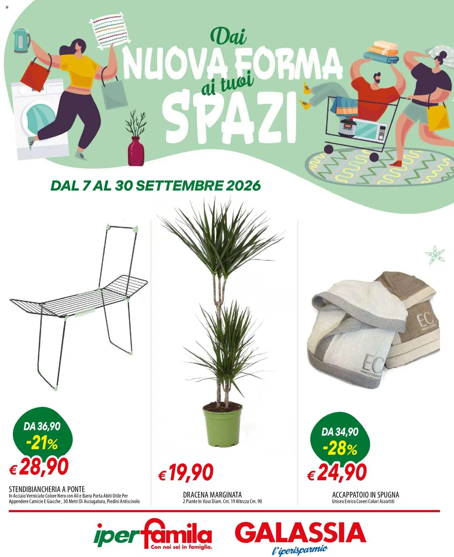 Volantino Galassia del 07/09/2026 | Pagina: 1 | Prodotti: Spugna, Abiti, Accappatoio, Vaso