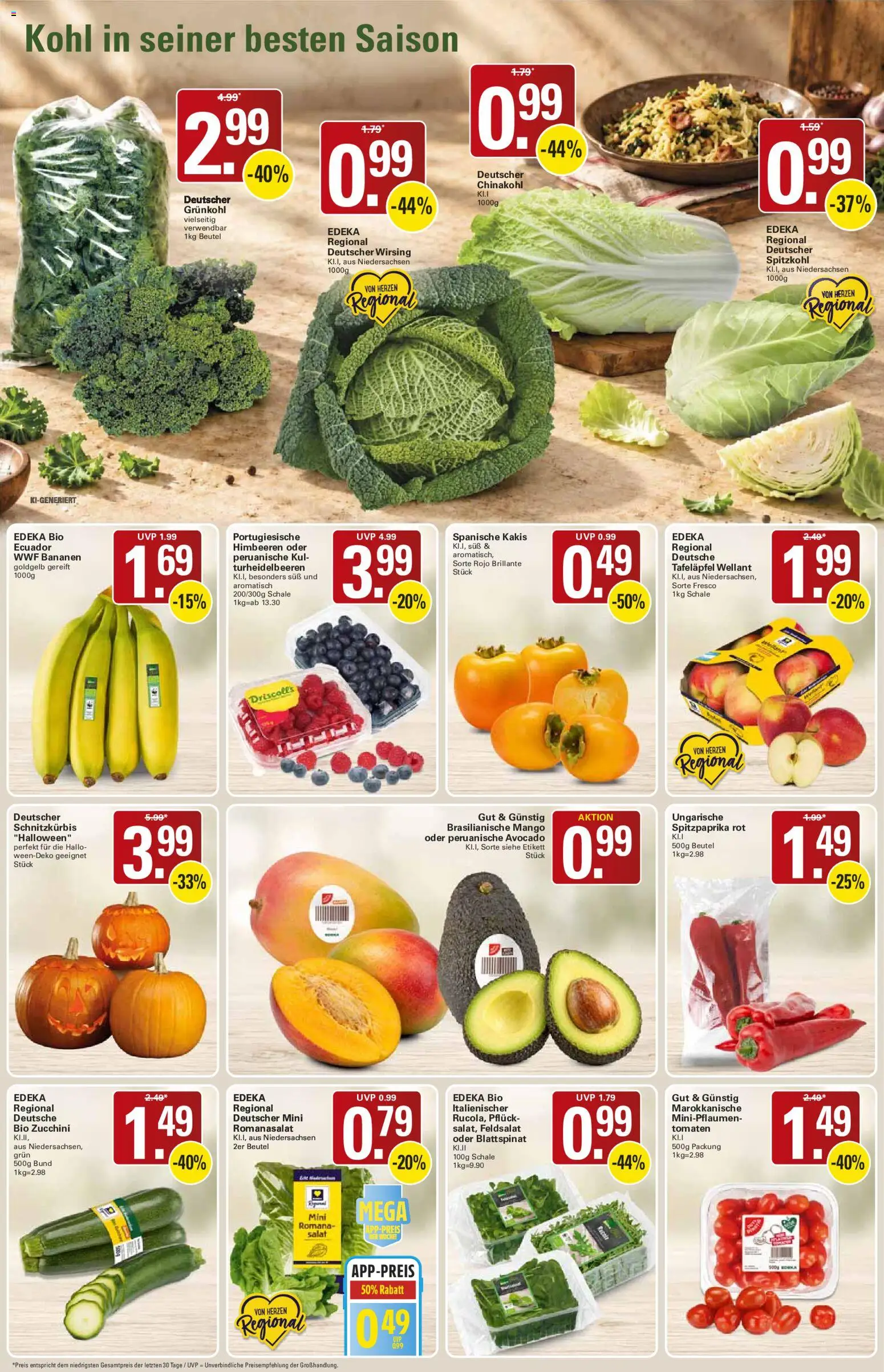 WEZ Prospekt – gültig ab 19.10.2026 | Seite: 4 | Produkte: Bananen, Tomaten, Chinakohl, Zucchini