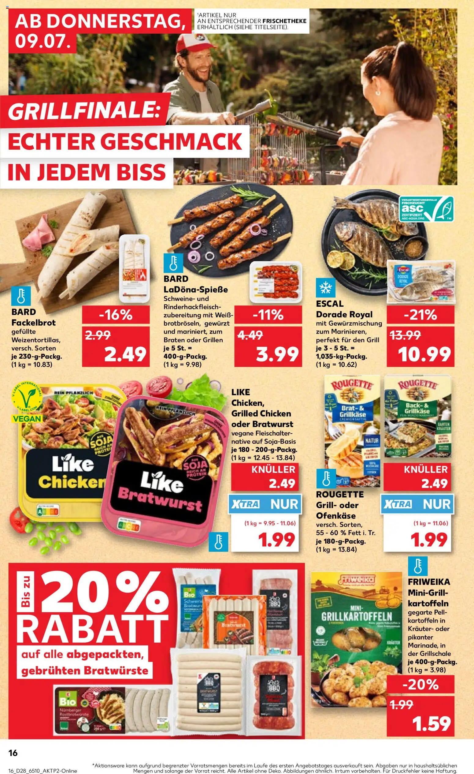 Kaufland Prospekt Köln – gültig ab 09.07.2026 | Seite: 16 | Produkte: Dorade, Grill, Bratwurst, Kartoffeln