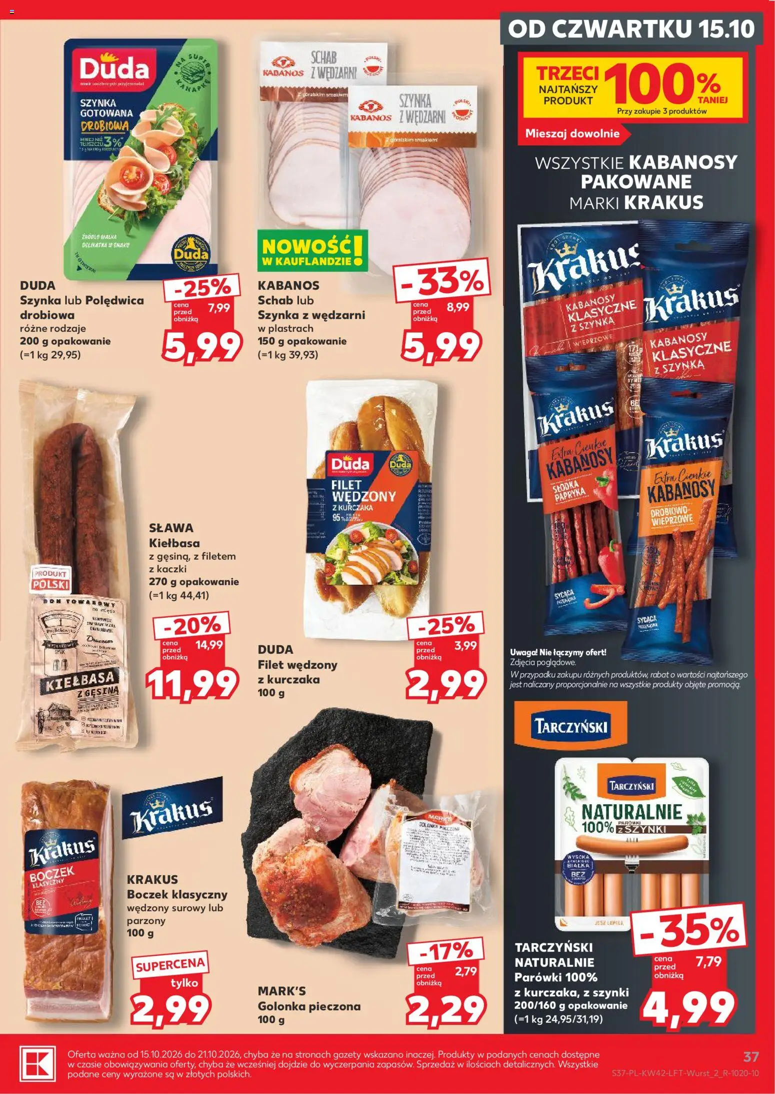 Kaufland Polsko leták - Jest fresz od 15.10.2026 | Strana: 37 | Produkty: Kabanos, Filet