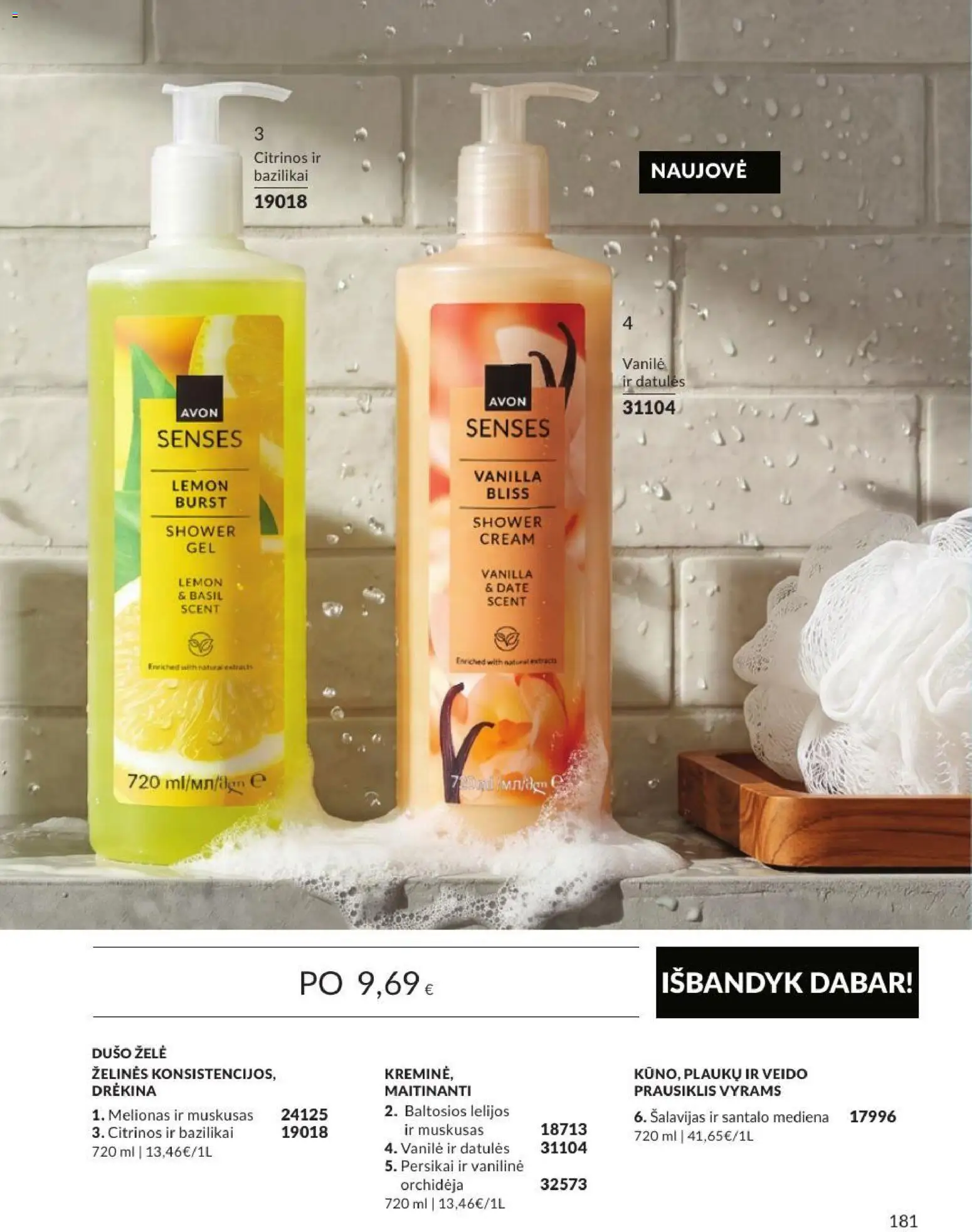 AVON akcijos nuo 2026.09.01 | Puslapis: 181 | Prekių: Dušo želė, Vanilė, Prausiklis