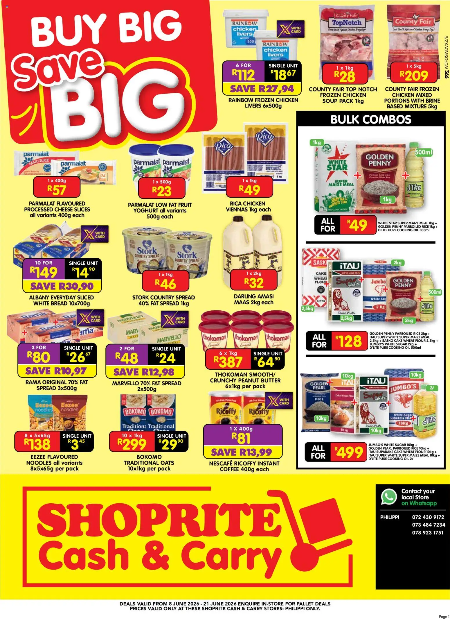 New Shoprite catalogue – valid from 08.06.2026 | Page: 1 | Products: Cake, Coffee, Chicken, Peanut butter