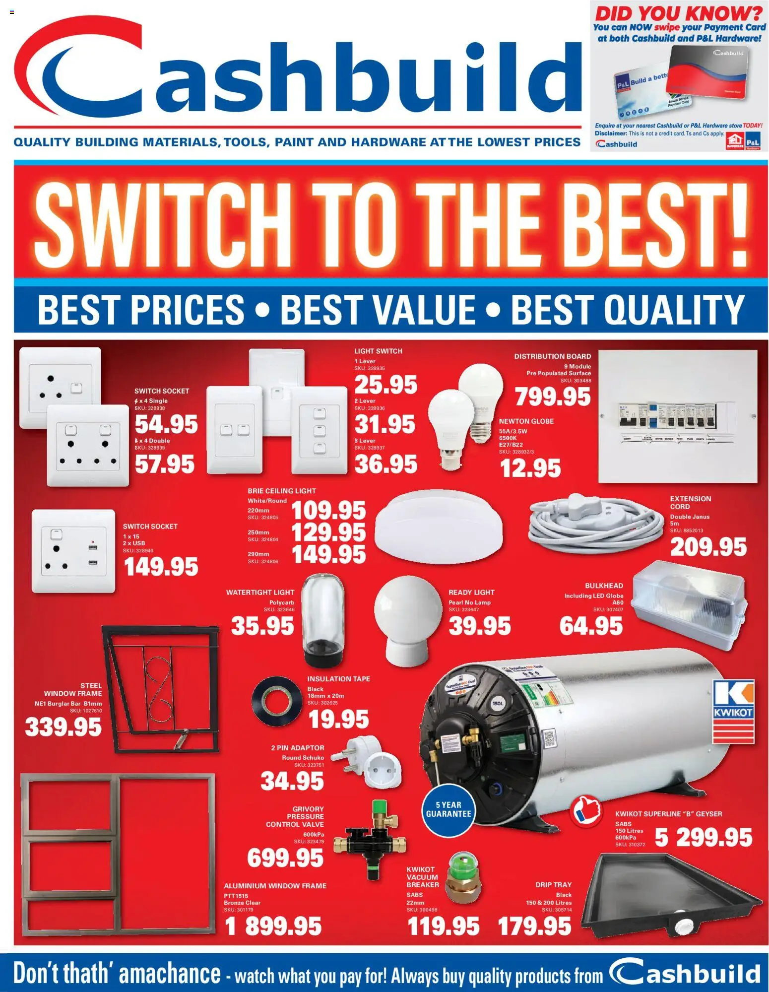 New Cashbuild catalogue – valid from 25.05.2026 | Page: 1 | Products: Watch, Paint, Lamp, Geyser