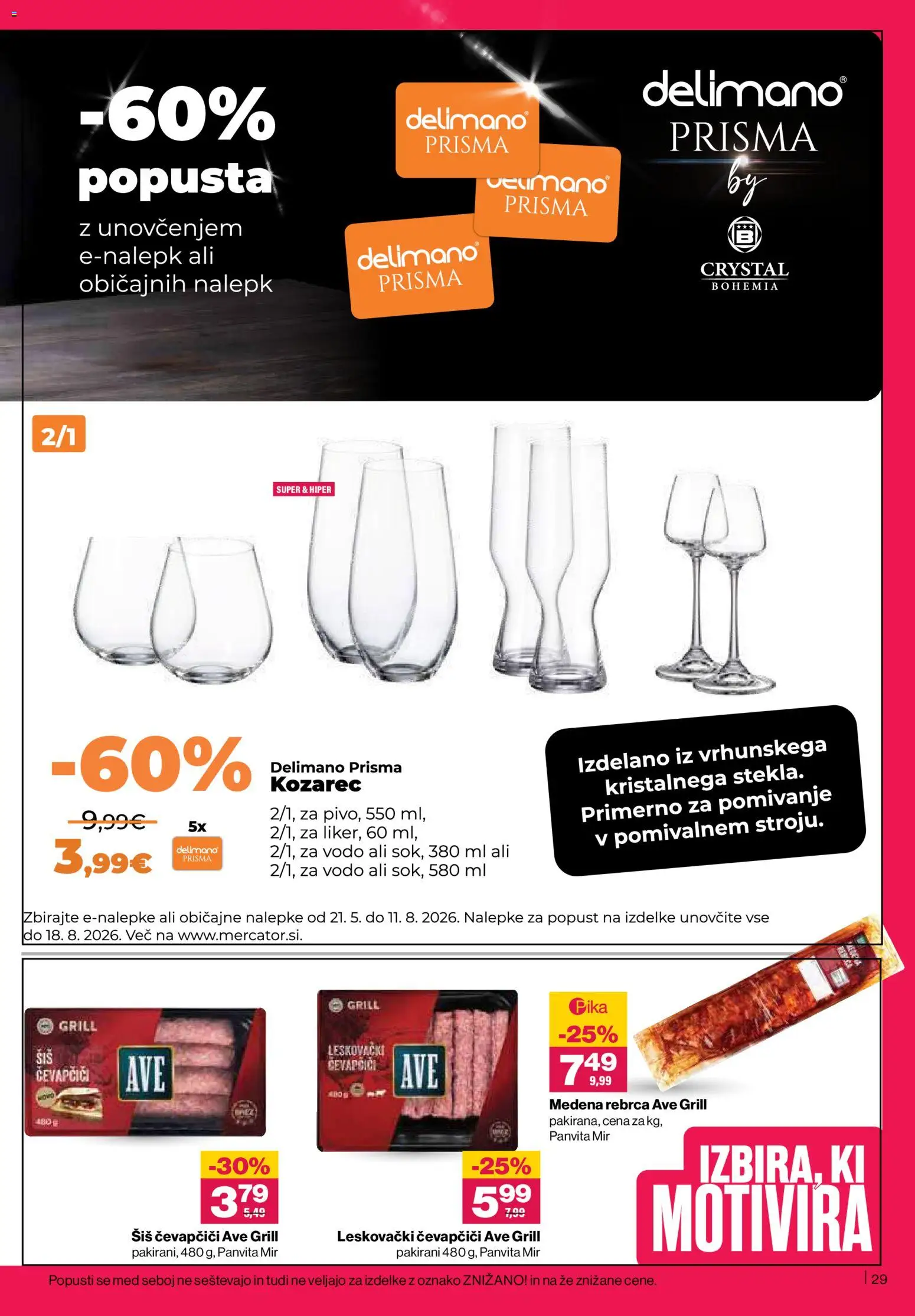 Novi Mercator katalog ponudbe – veljaven od 18.06.2026 | Stran: 29 | Izdelki: Kozarec, Rebrca, Čevapčiči, Grill