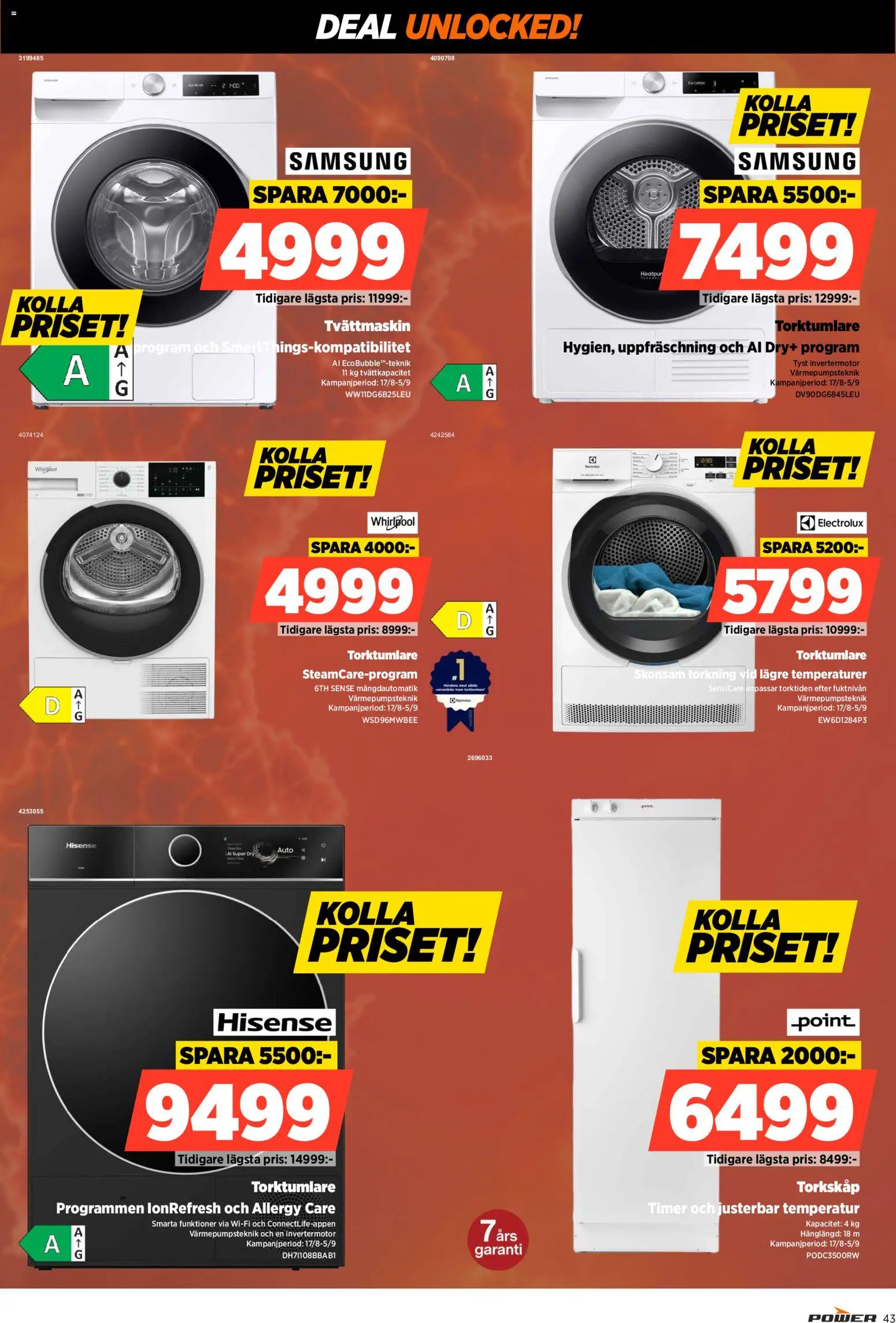 Power reklamblad aktuell från 17/08/2026 | Sida: 43 | Produkter: Wifi, Tvättmaskin, Torktumlare