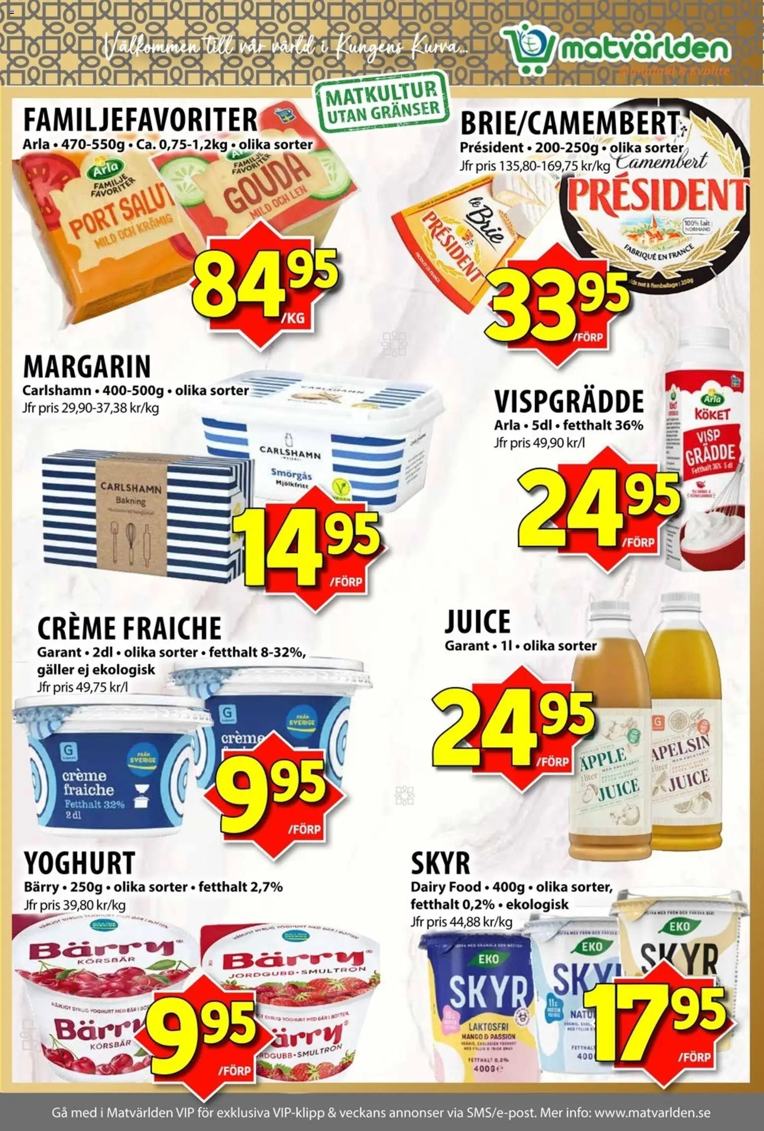 Matvärlden reklamblad aktuell från 26/10/2026 | Sida: 6 | Produkter: Creme fraiche, Körsbär, Camembert, Grädde