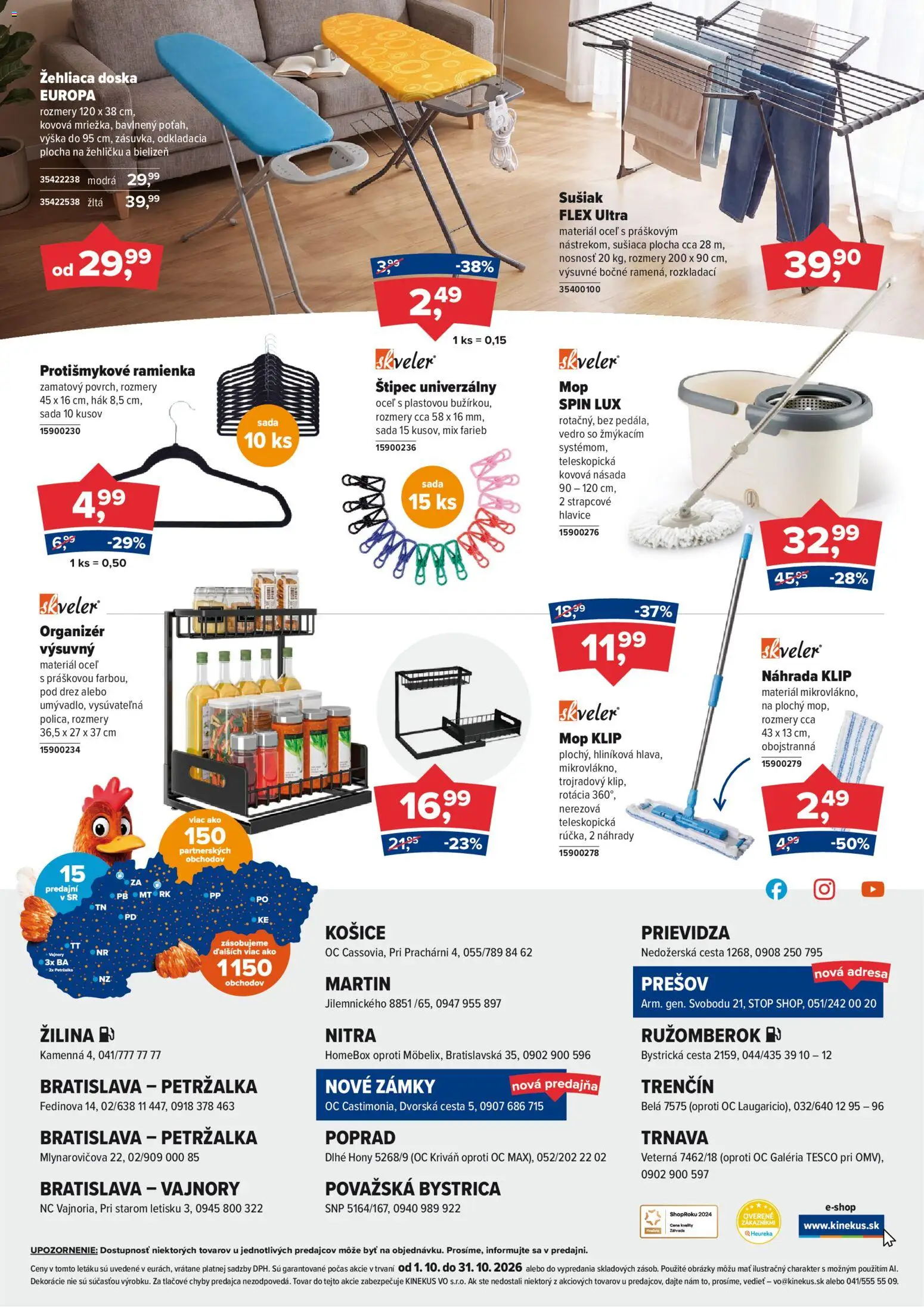 Nové Kinekus akcie – leták je platný od 01.10.2026 | Strana: 9 | Produkty: Organizér, Drez, Mop