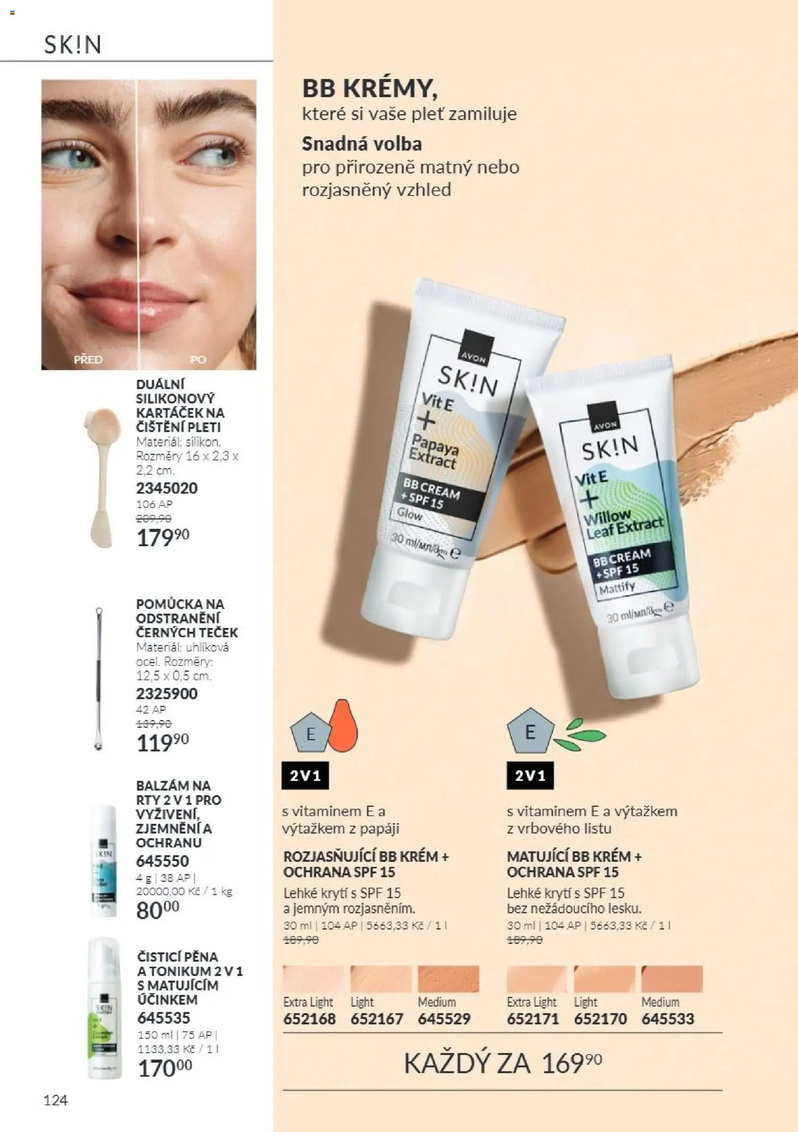 Avon Katalog 10/2026 od 01.10.2026 | Strana: 124 | Produkty: Balzám na rty, Krém, Pěna, BB krém