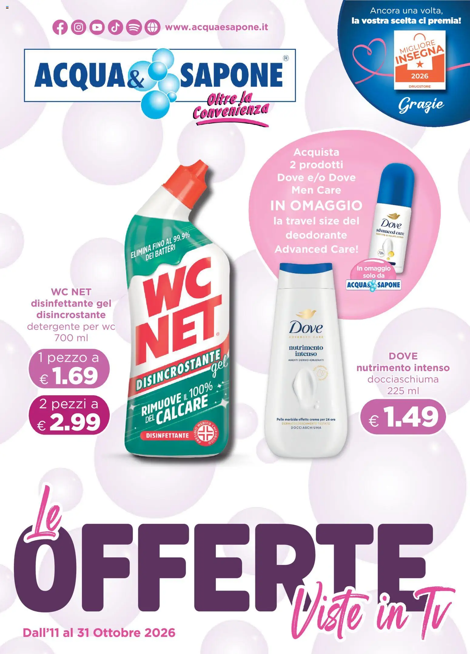 Volantino Acqua e Sapone del 11/10/2026 | Pagina: 1 | Prodotti: Crema, Detergente, TV, WC