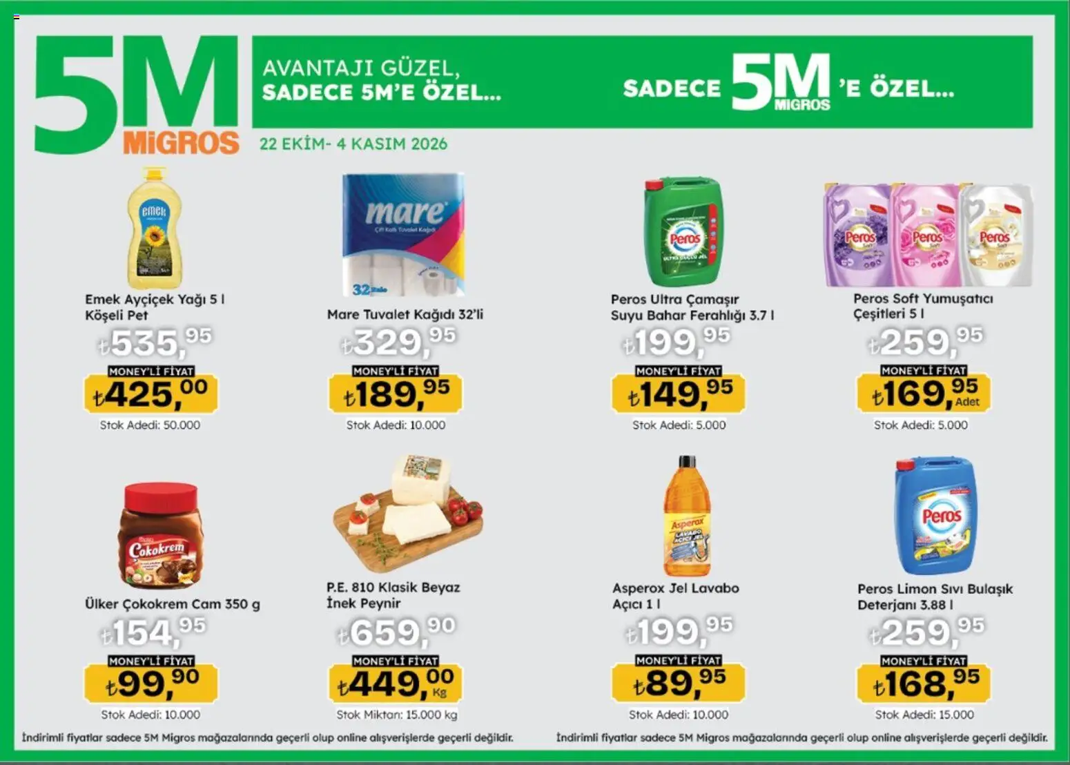 Migros Katalog - Migroskop - 22 Ekim 2026 tarihinden itibaren geçerlidir | Sayfa: 5 | Ürünler: Peynir, Yumuşatıcı, Limon, Tuvalet kağıdı
