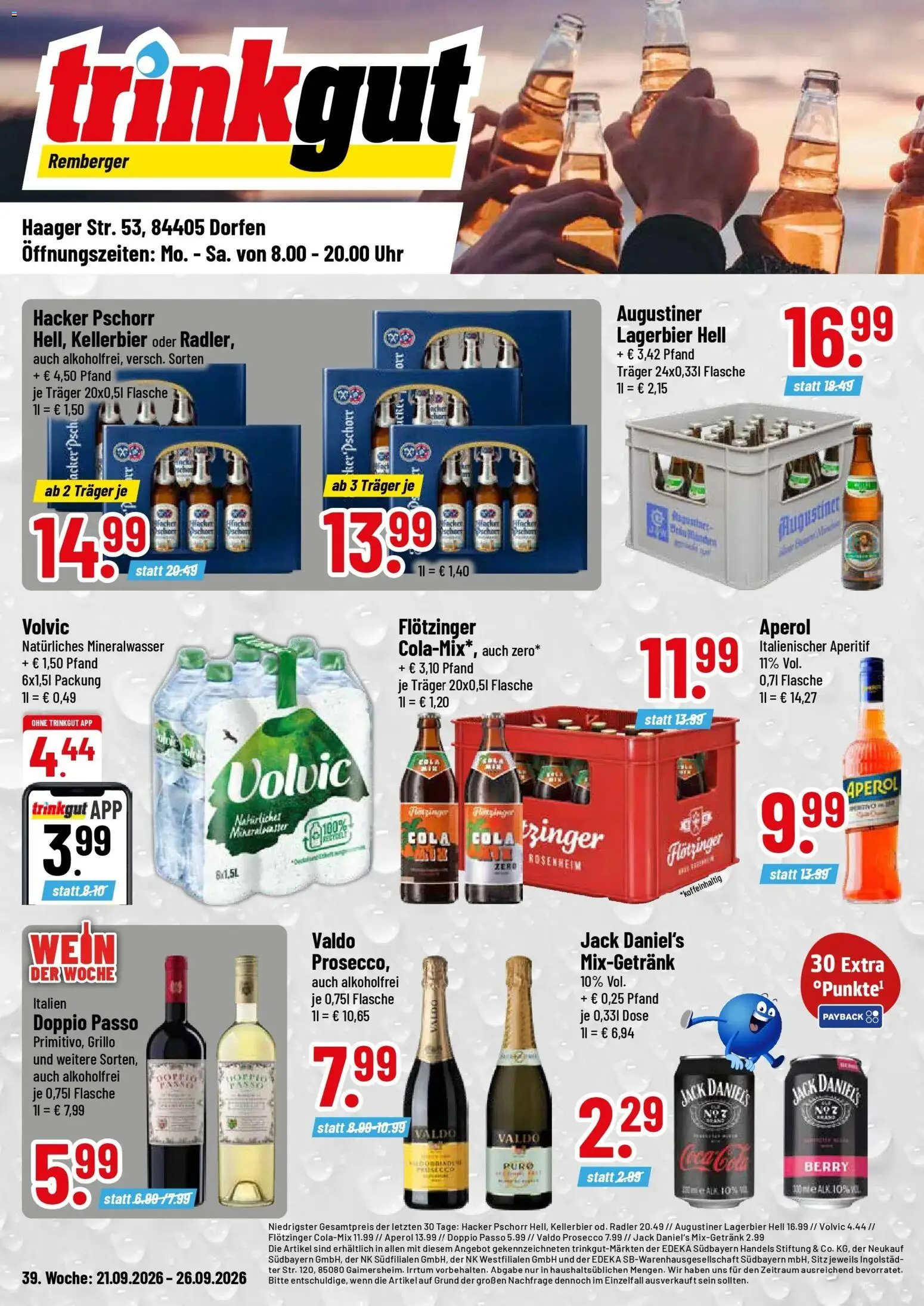 Trinkgut Montag, 21. September Aktionspreise
